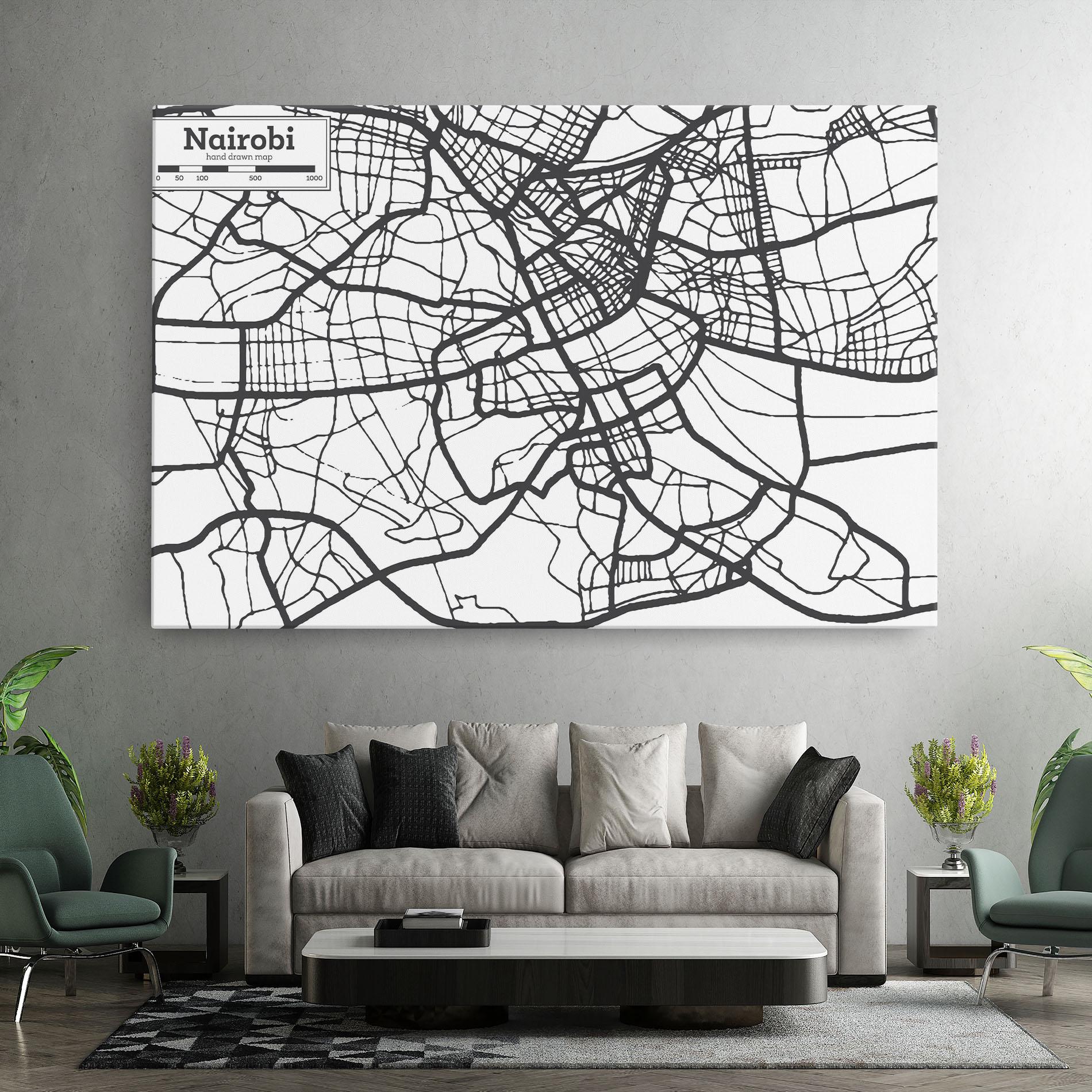 Leinwandbild Nairobi Map mockup 7