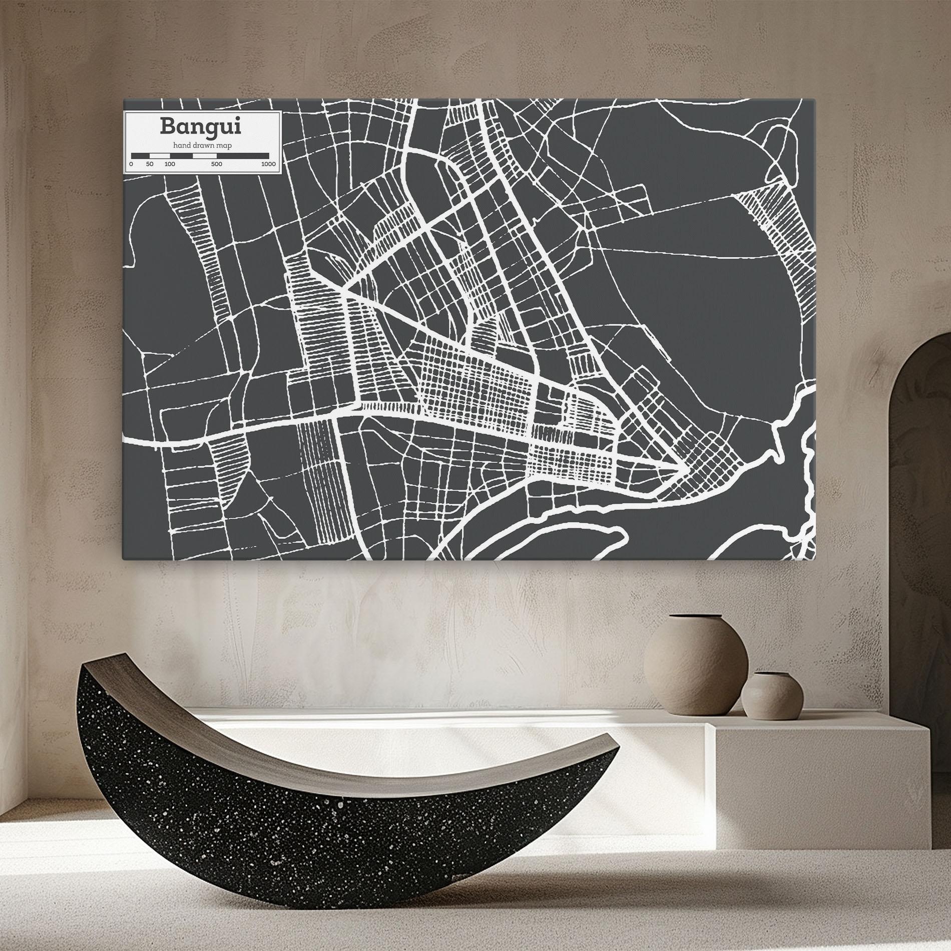 Leinwandbild Bangui Map mockup 8