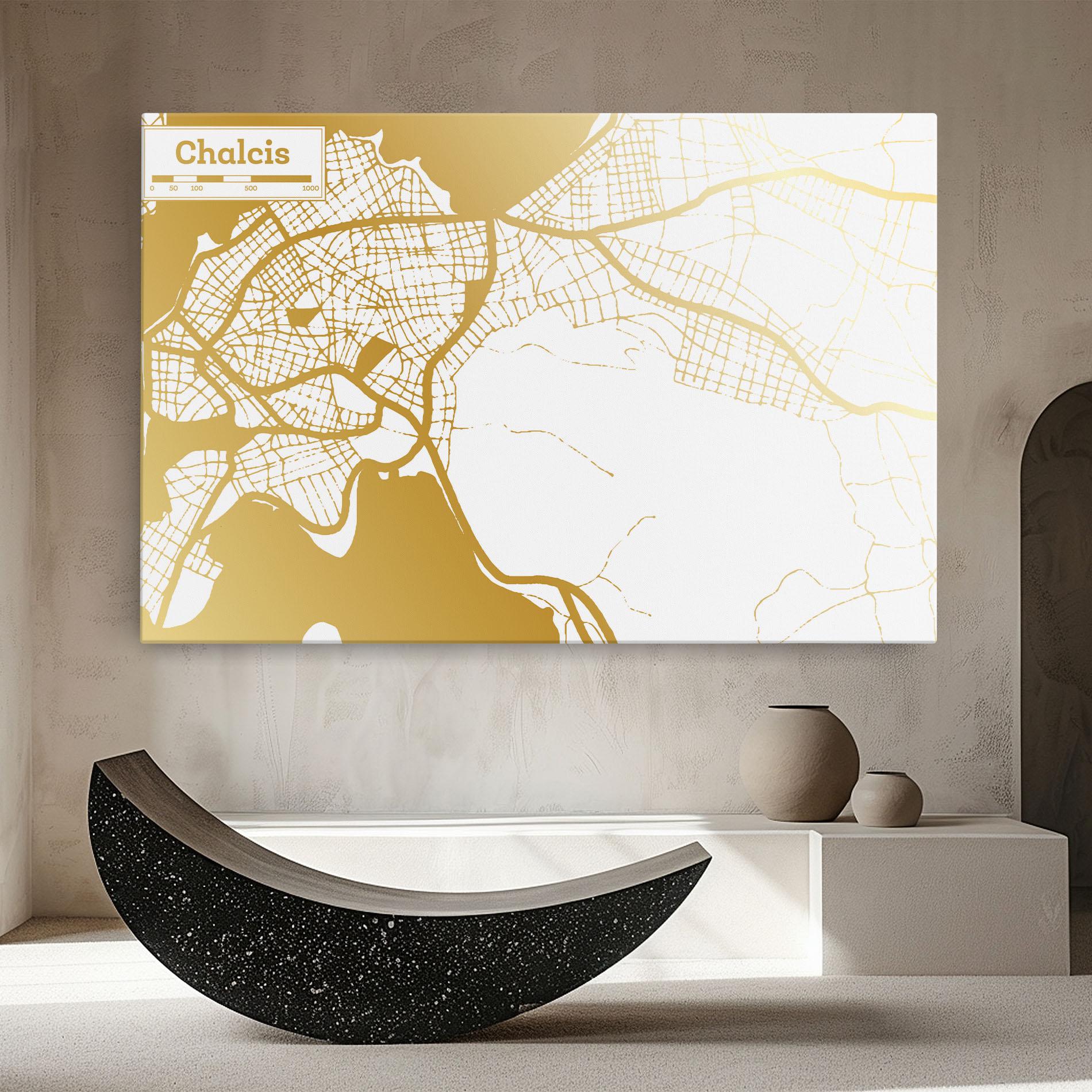 Leinwandbild Chalcis Gold Map mockup 8
