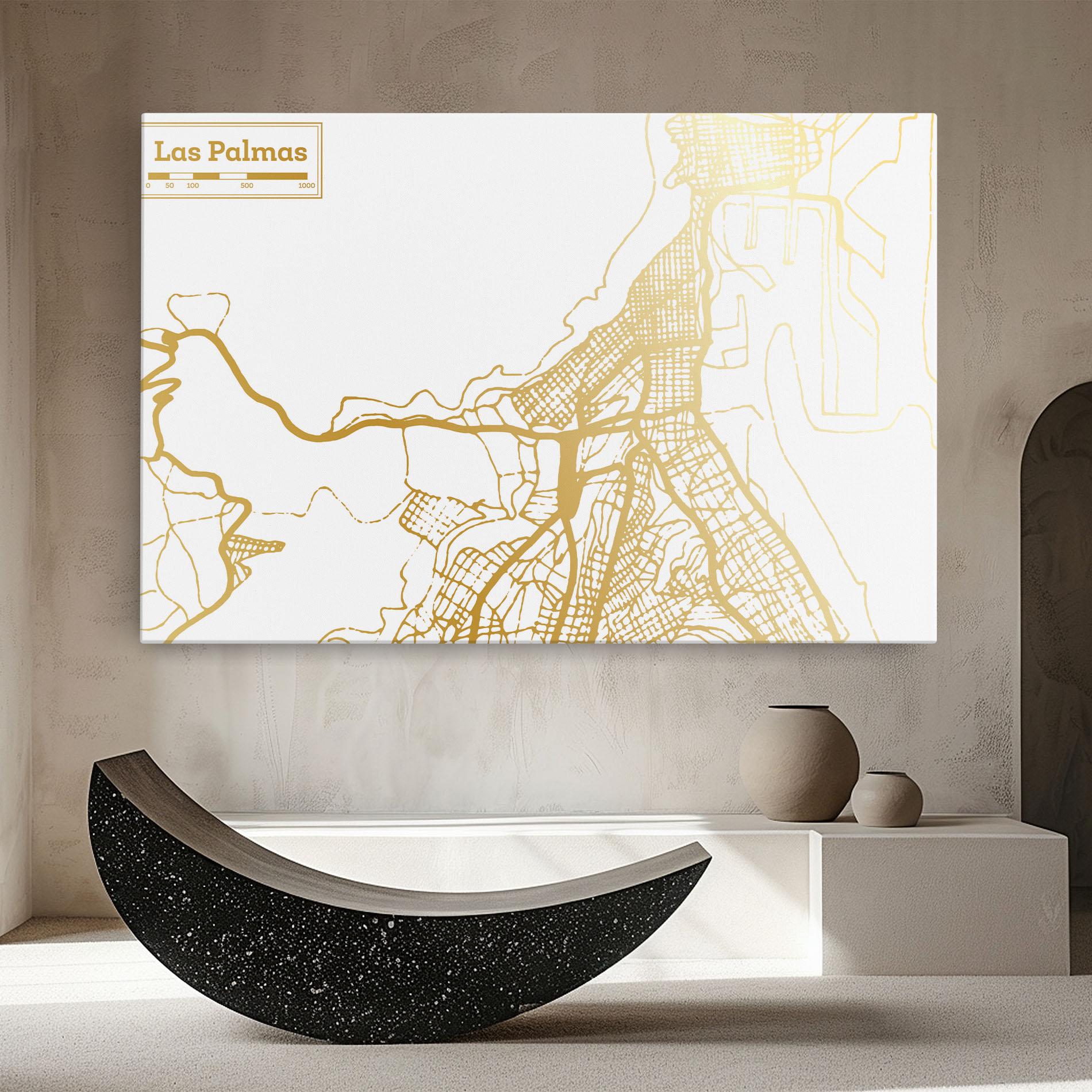 Leinwandbild Las Palmas Gold Map mockup 8