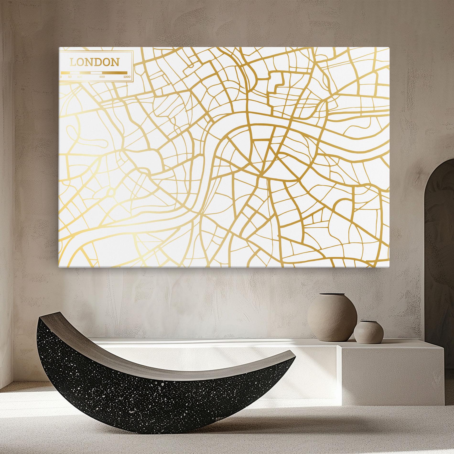 Leinwandbild London Gold Map mockup 8