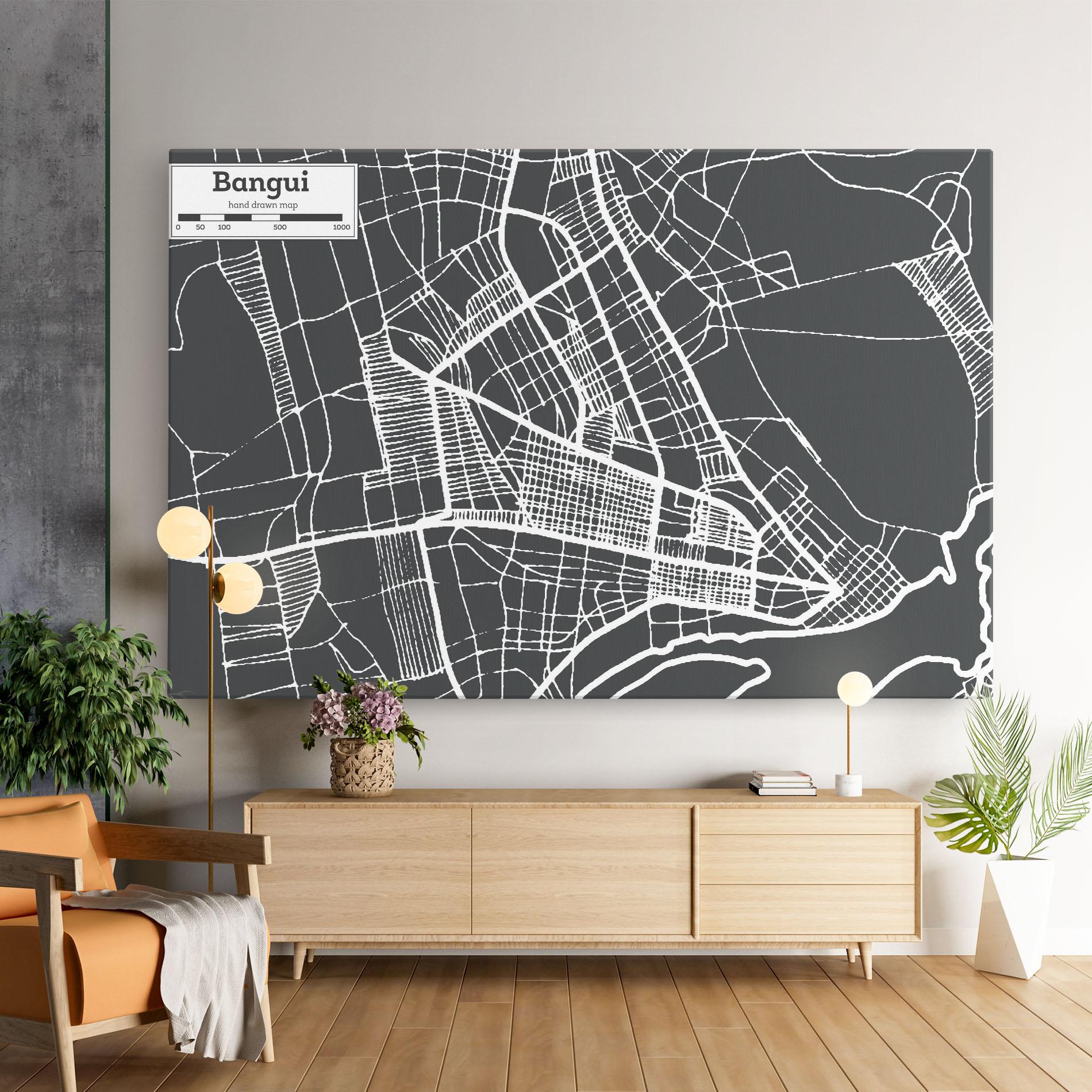 Leinwandbild Bangui Map mockup 9