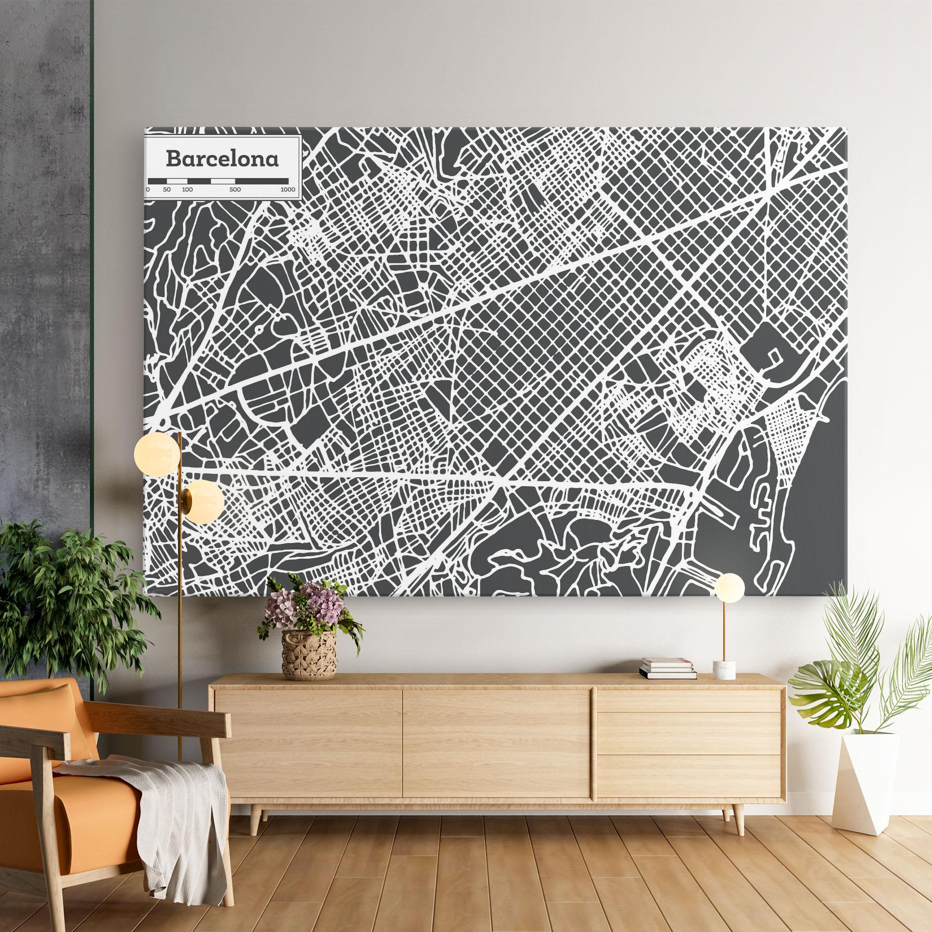 Leinwandbild Barcelona Map mockup 9