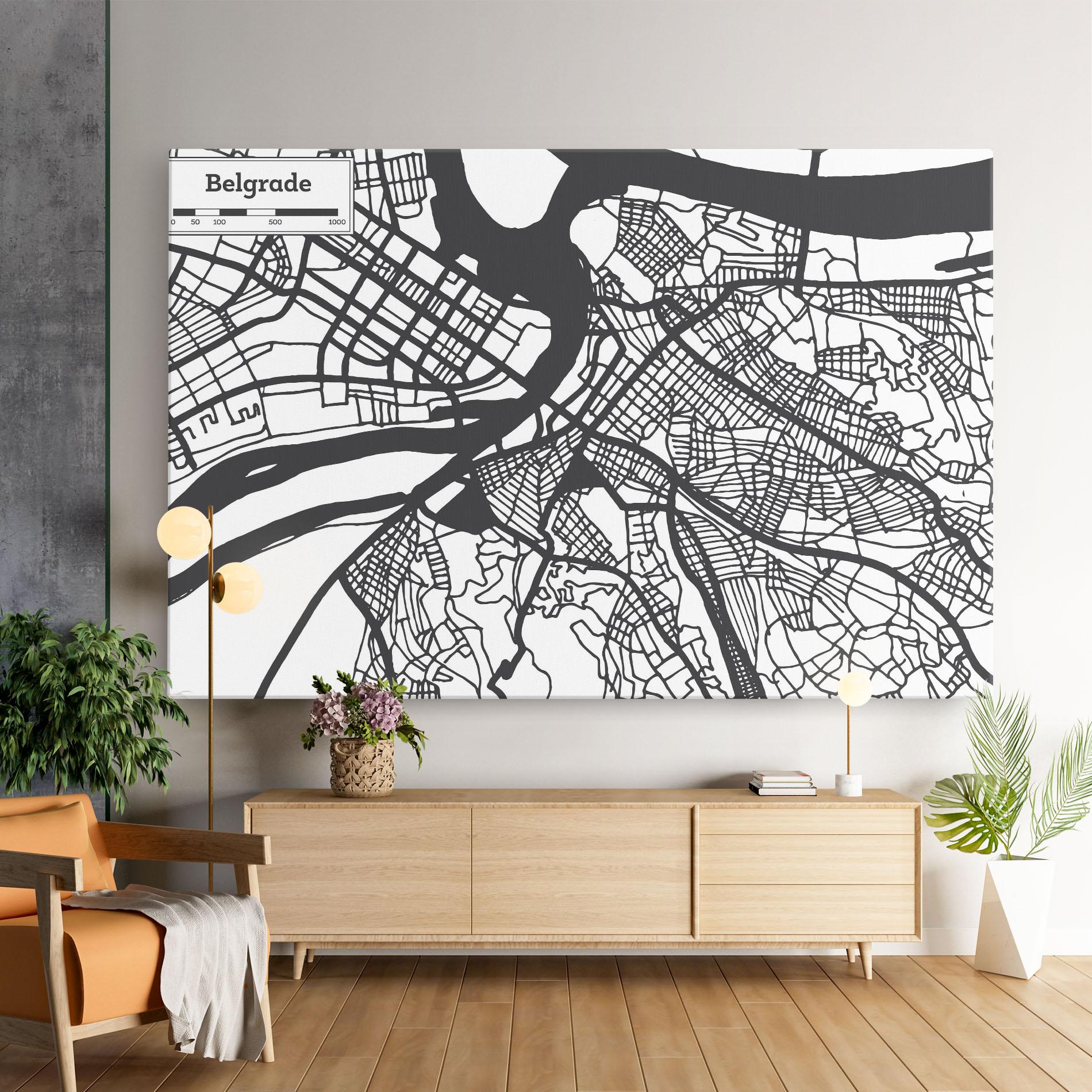 Leinwandbild Belgrade Map mockup 9