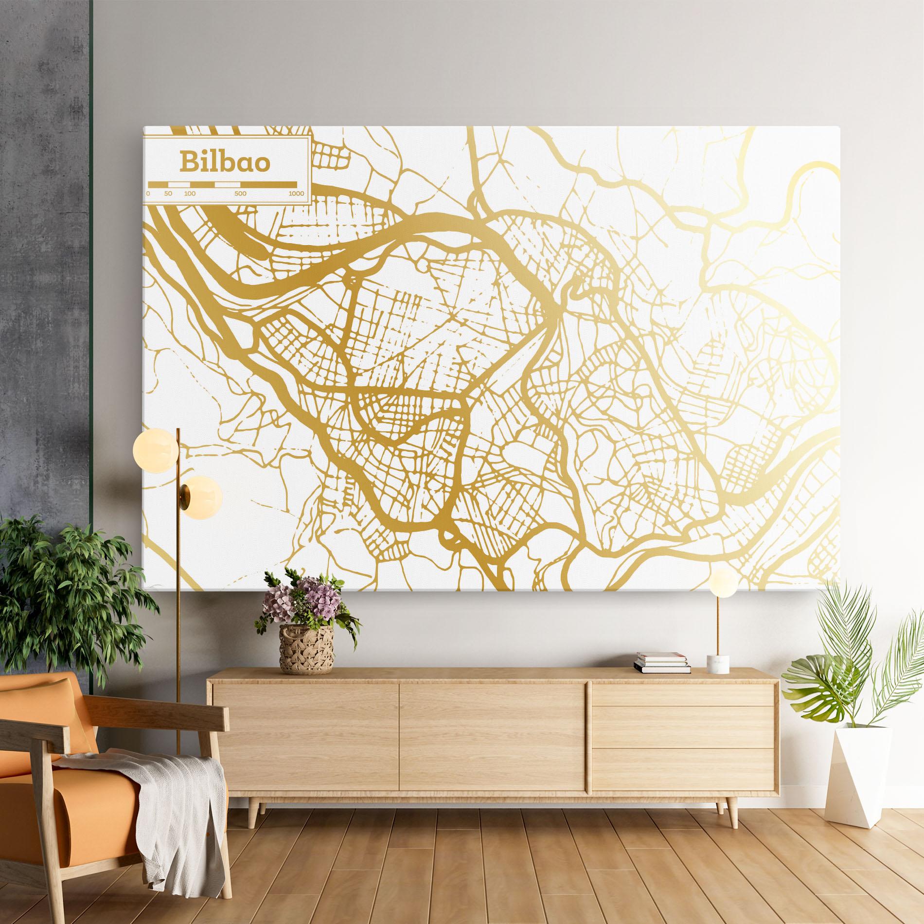 Leinwandbild Bilbao Gold Map mockup 9