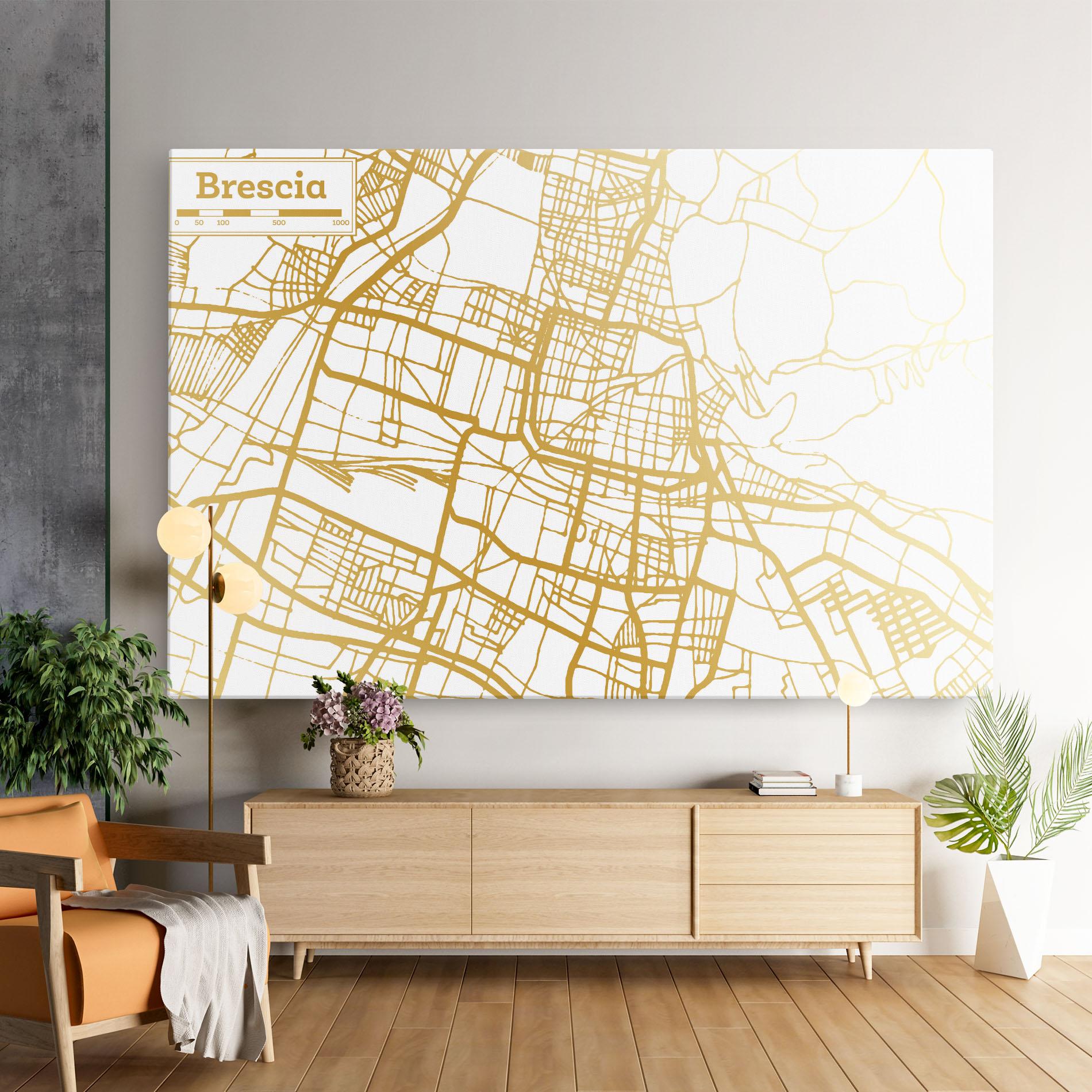 Leinwandbild Brescia Gold Map mockup 9