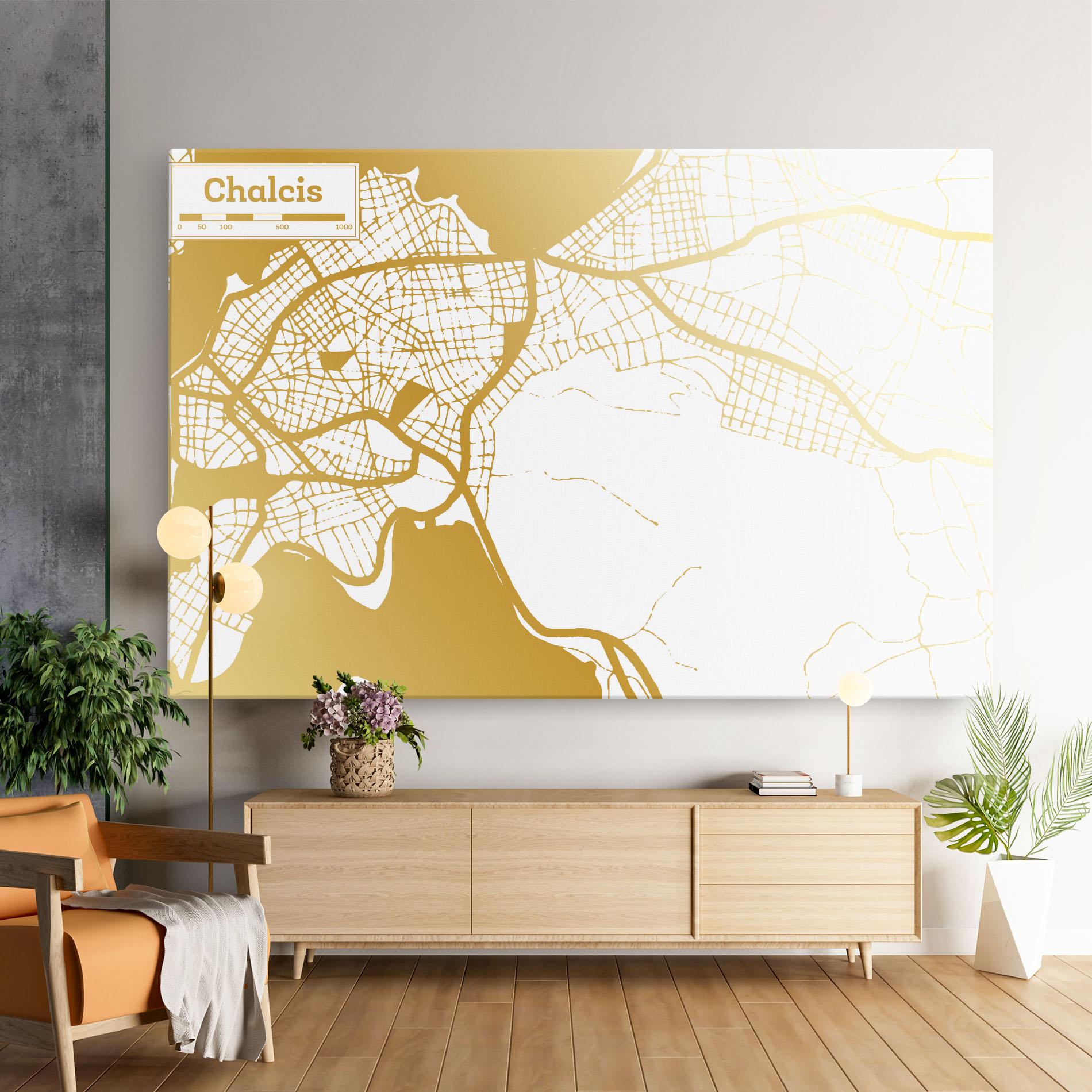 Leinwandbild Chalcis Gold Map mockup 9