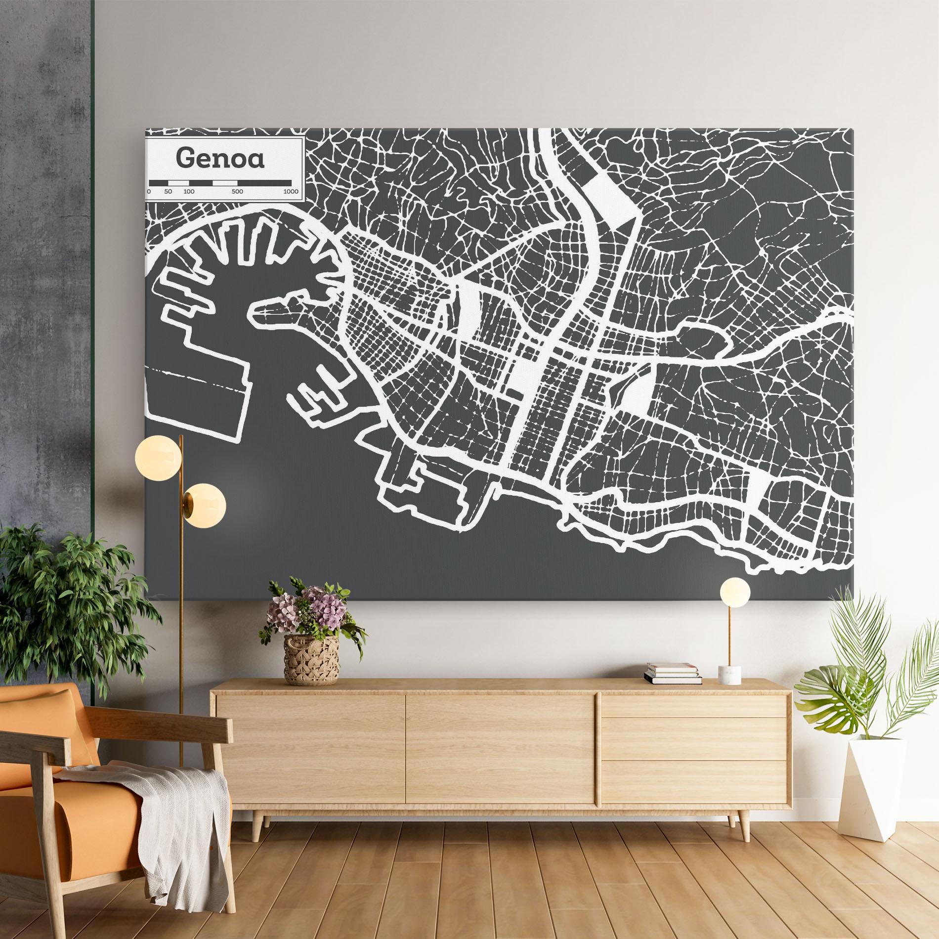Leinwandbild Genoa Map mockup 9