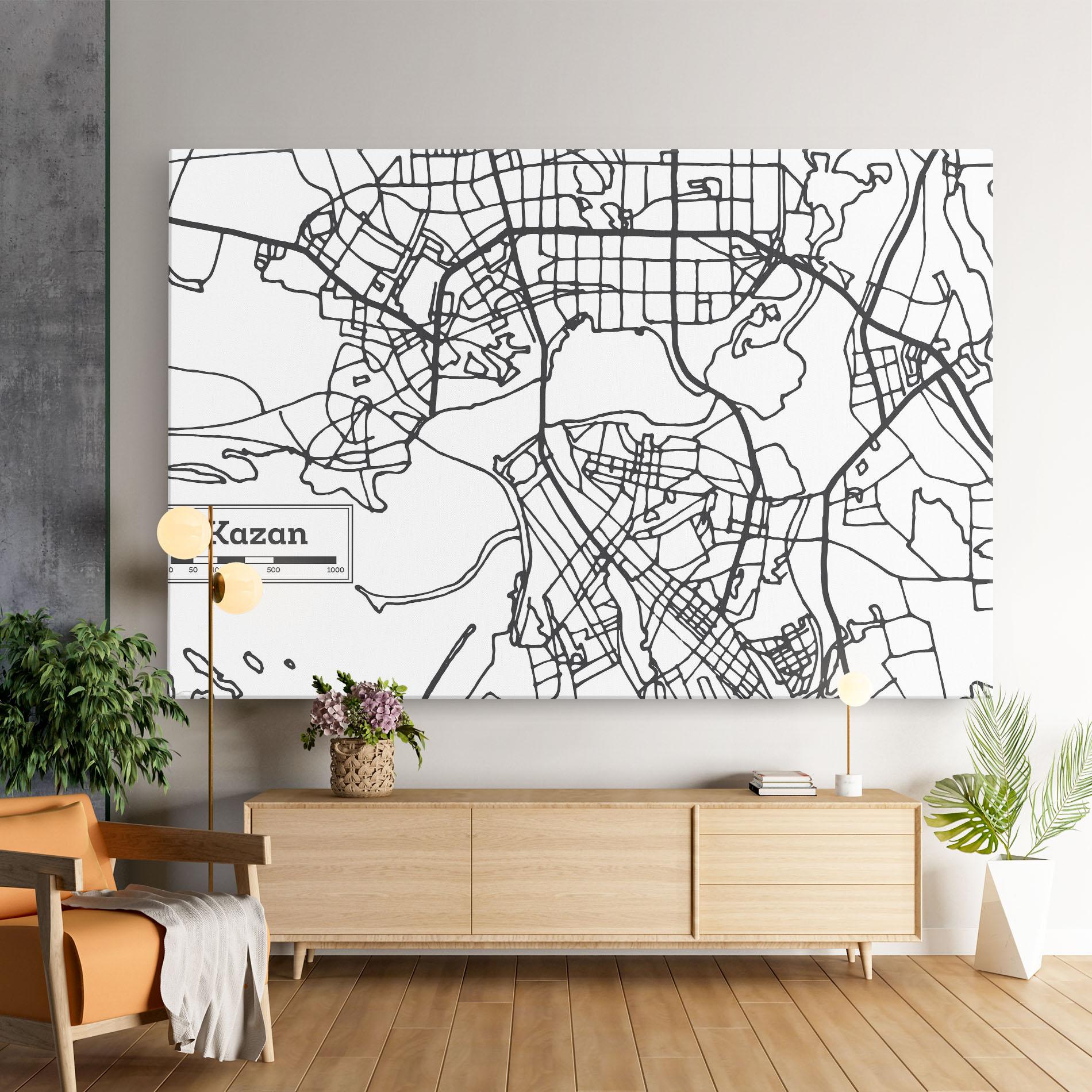 Leinwandbild Kazan Map mockup 9