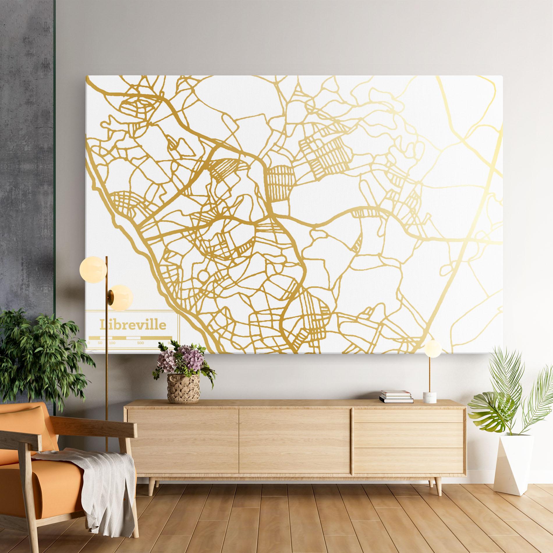 Leinwandbild Libreville Gold Map mockup 9