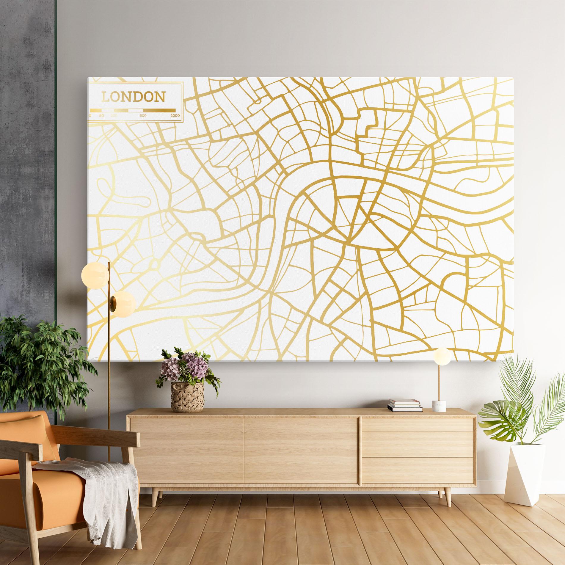 Leinwandbild London Gold Map mockup 9