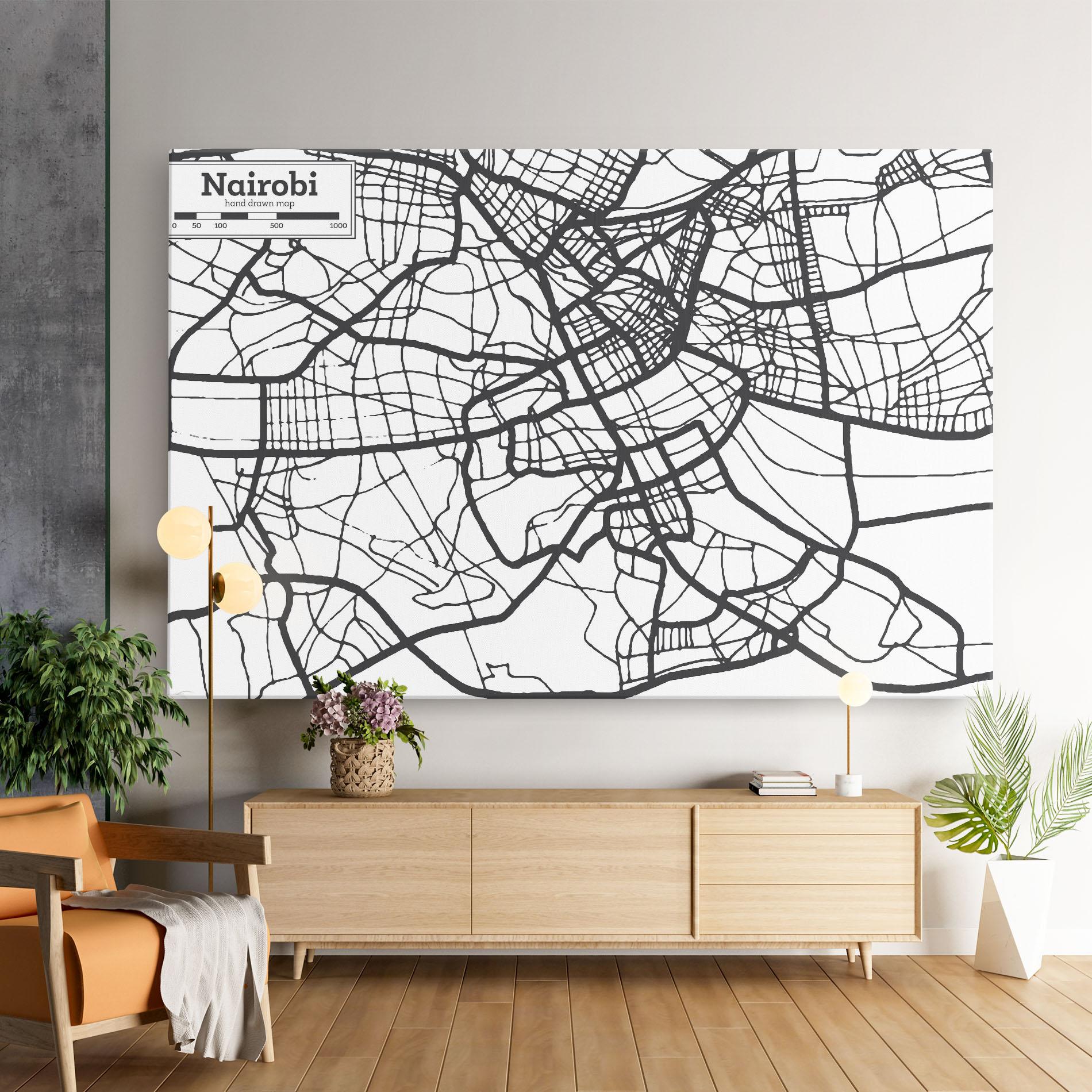 Leinwandbild Nairobi Map mockup 9
