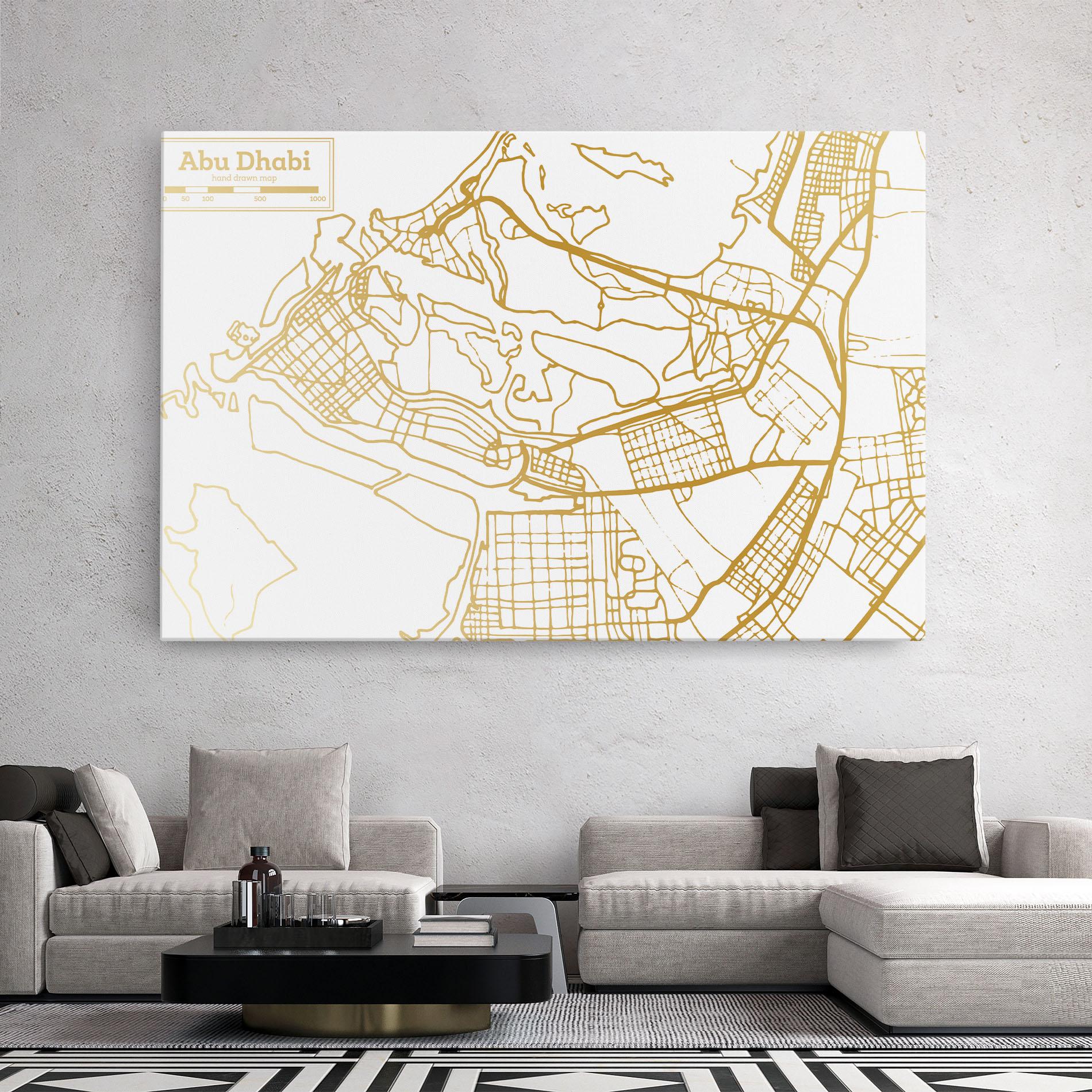 Leinwandbild Abu Dhabi Map mockup 2