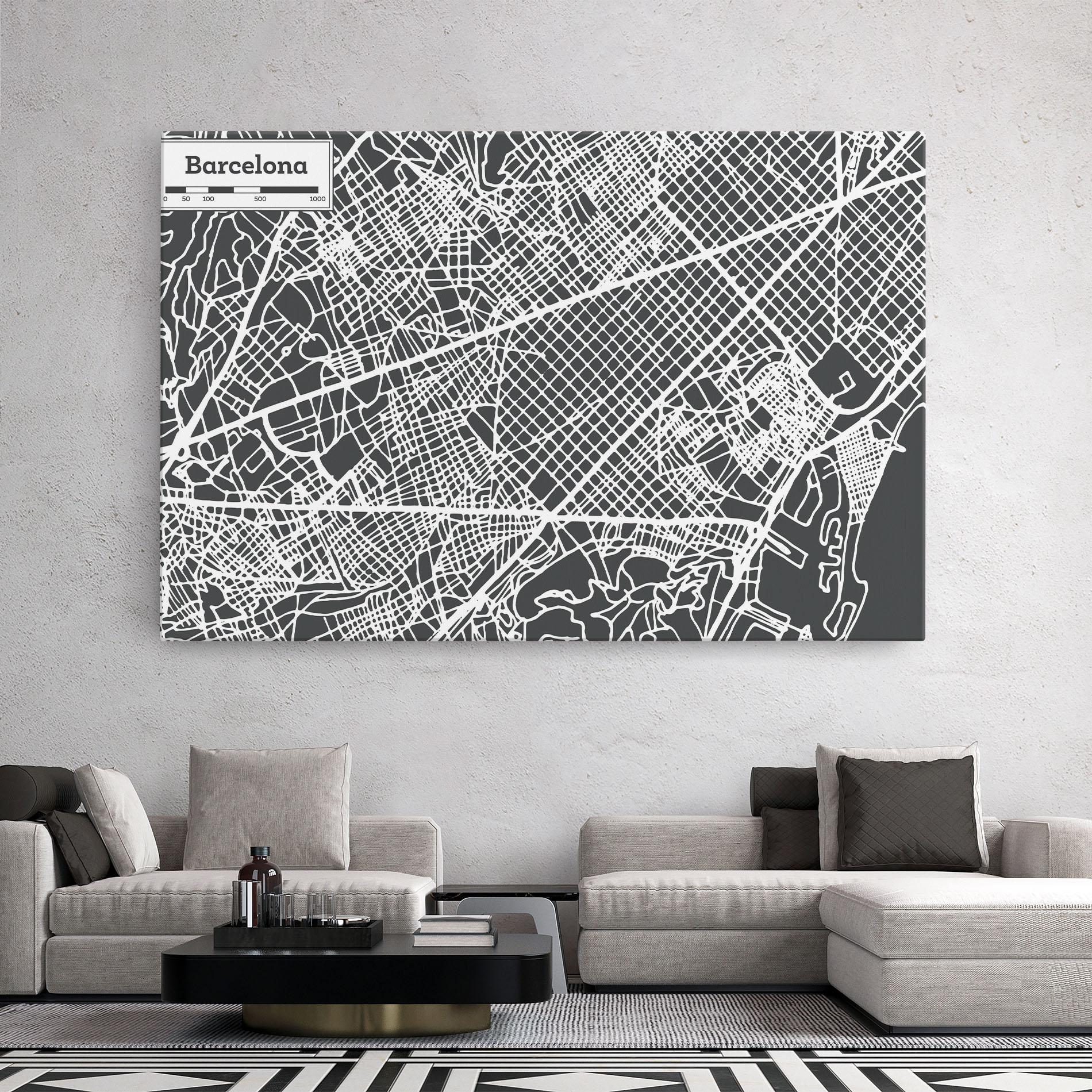 Leinwandbild Barcelona Map mockup 2