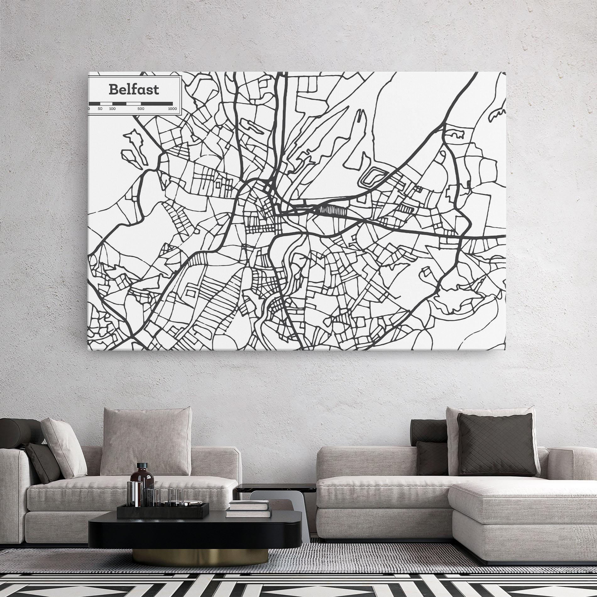 Leinwandbild Belfast Map mockup 2