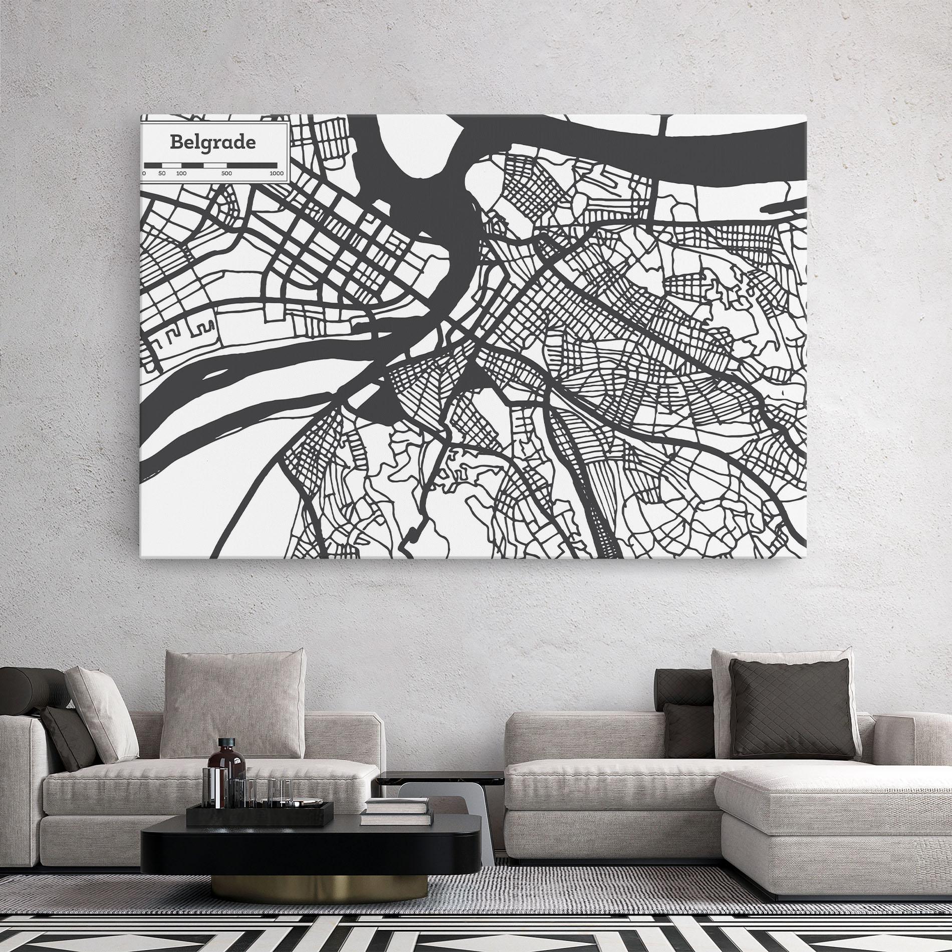 Leinwandbild Belgrade Map mockup 2