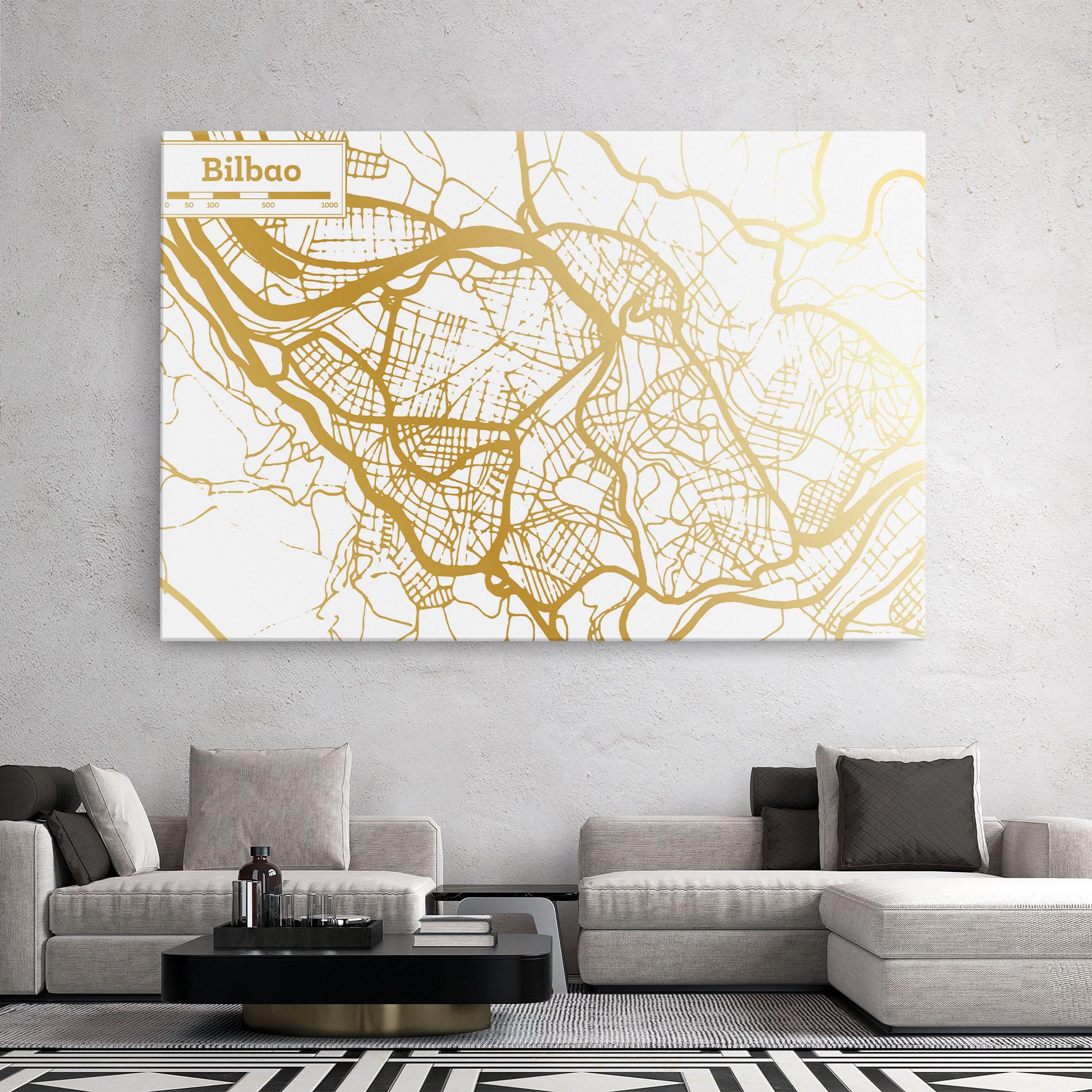 Leinwandbild Bilbao Gold Map mockup 2