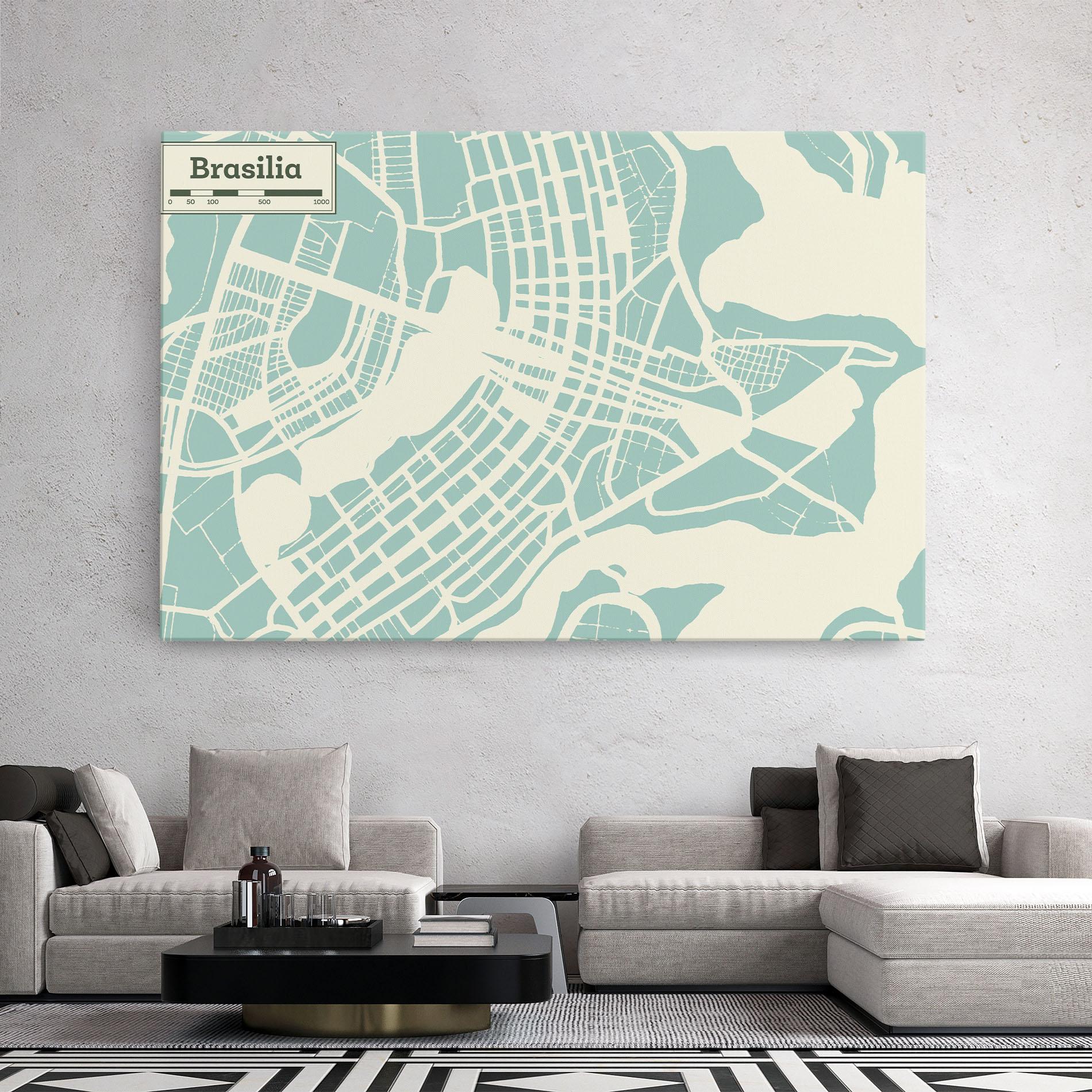 Leinwandbild Brasilia Map mockup 2