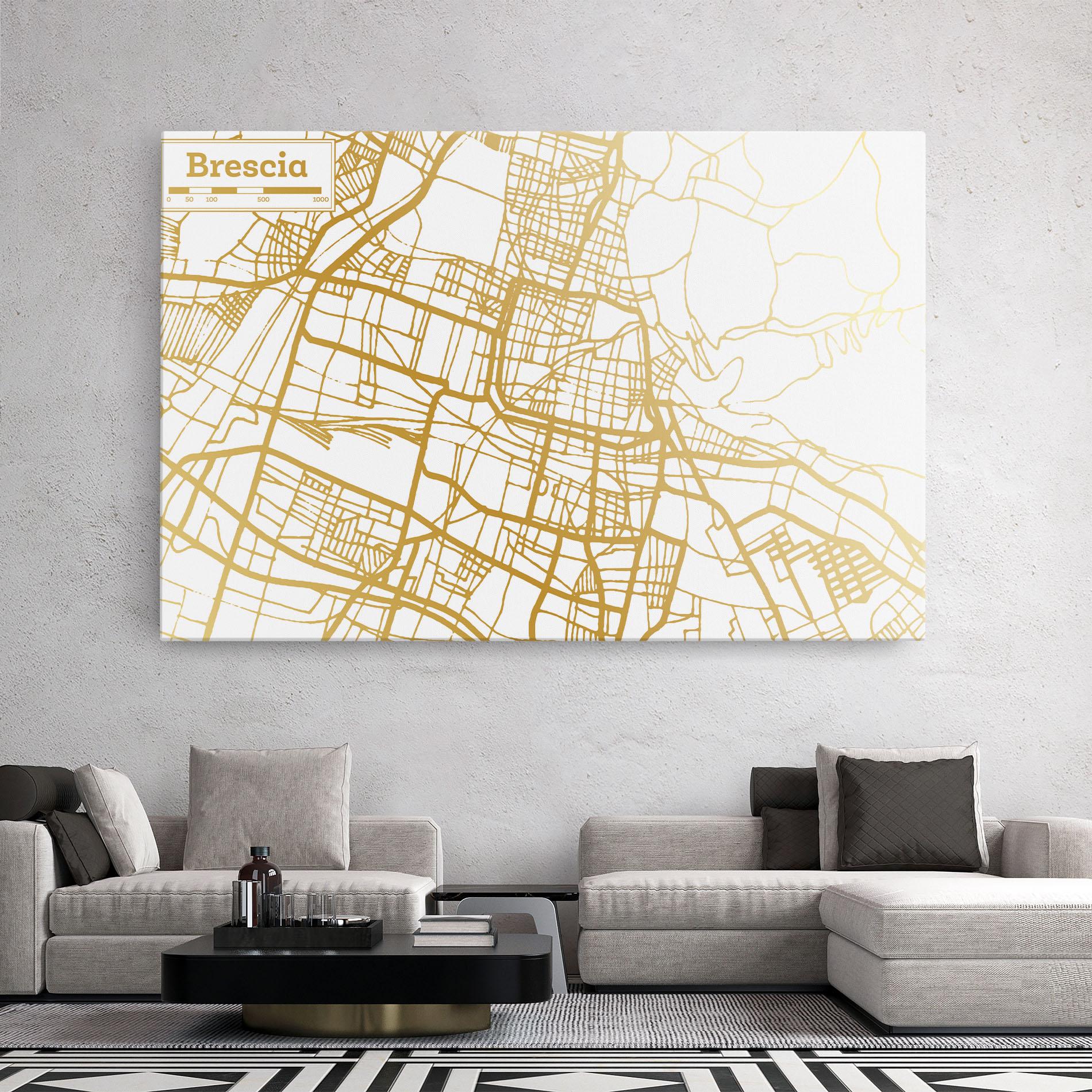 Leinwandbild Brescia Gold Map mockup 2