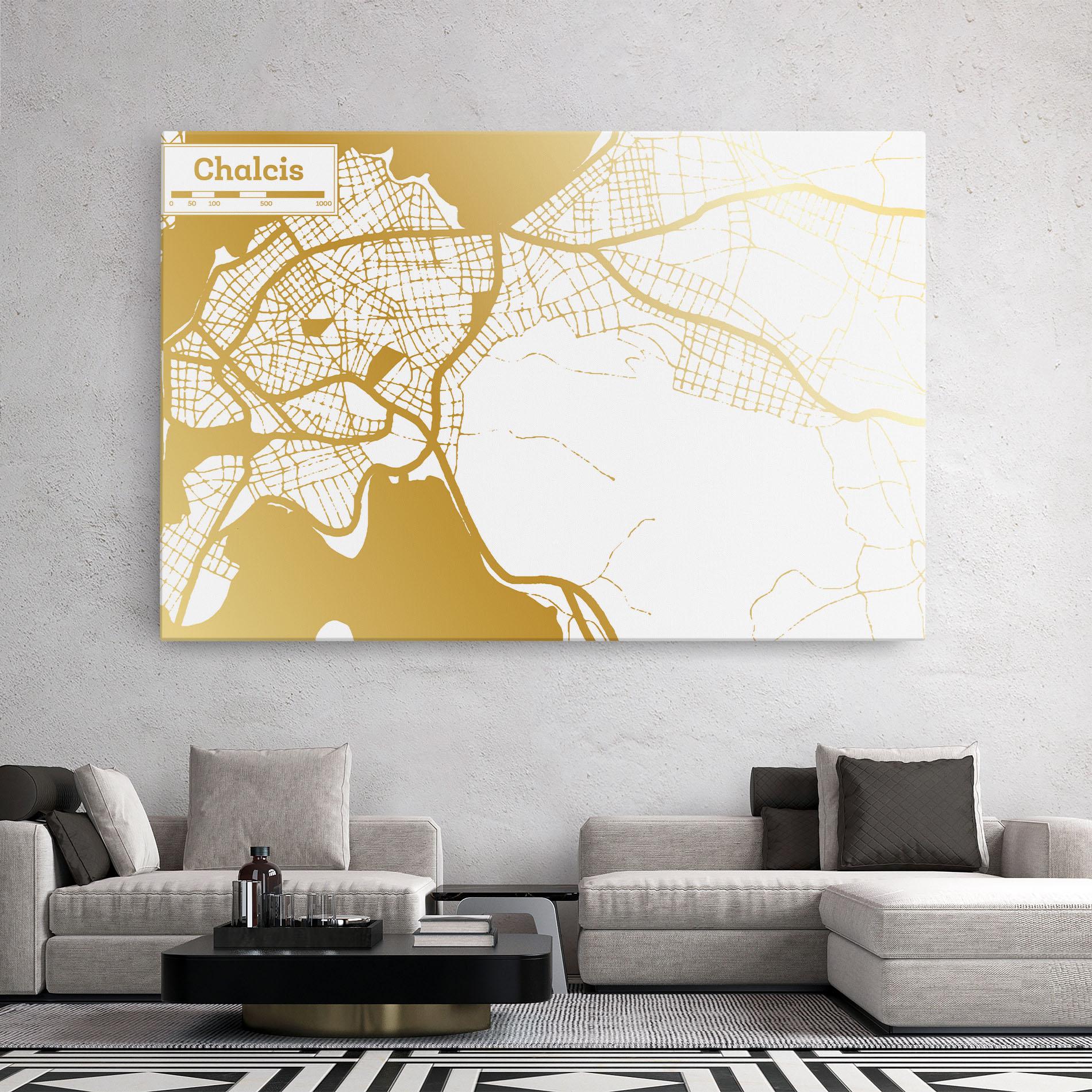 Leinwandbild Chalcis Gold Map mockup 2