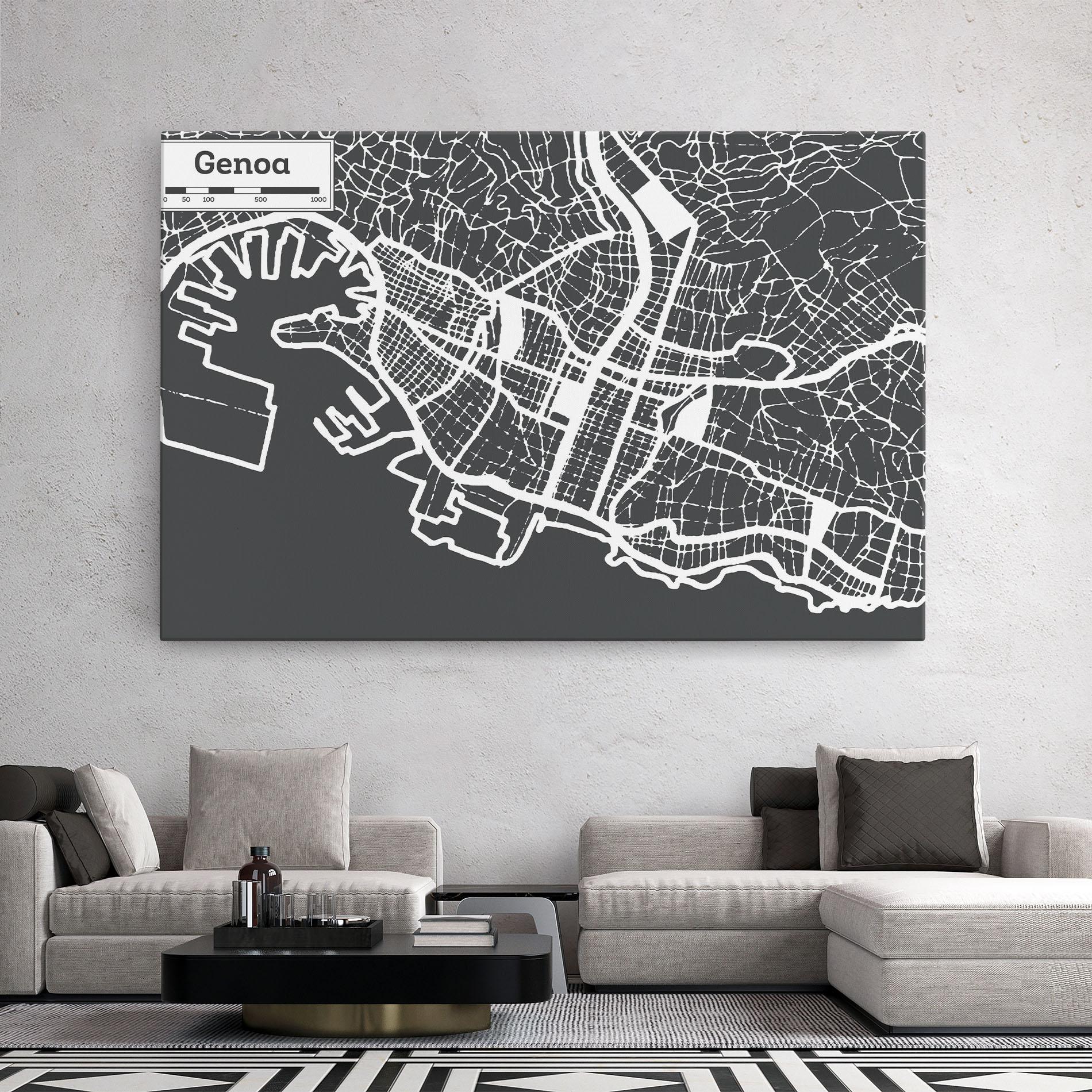 Leinwandbild Genoa Map mockup 2