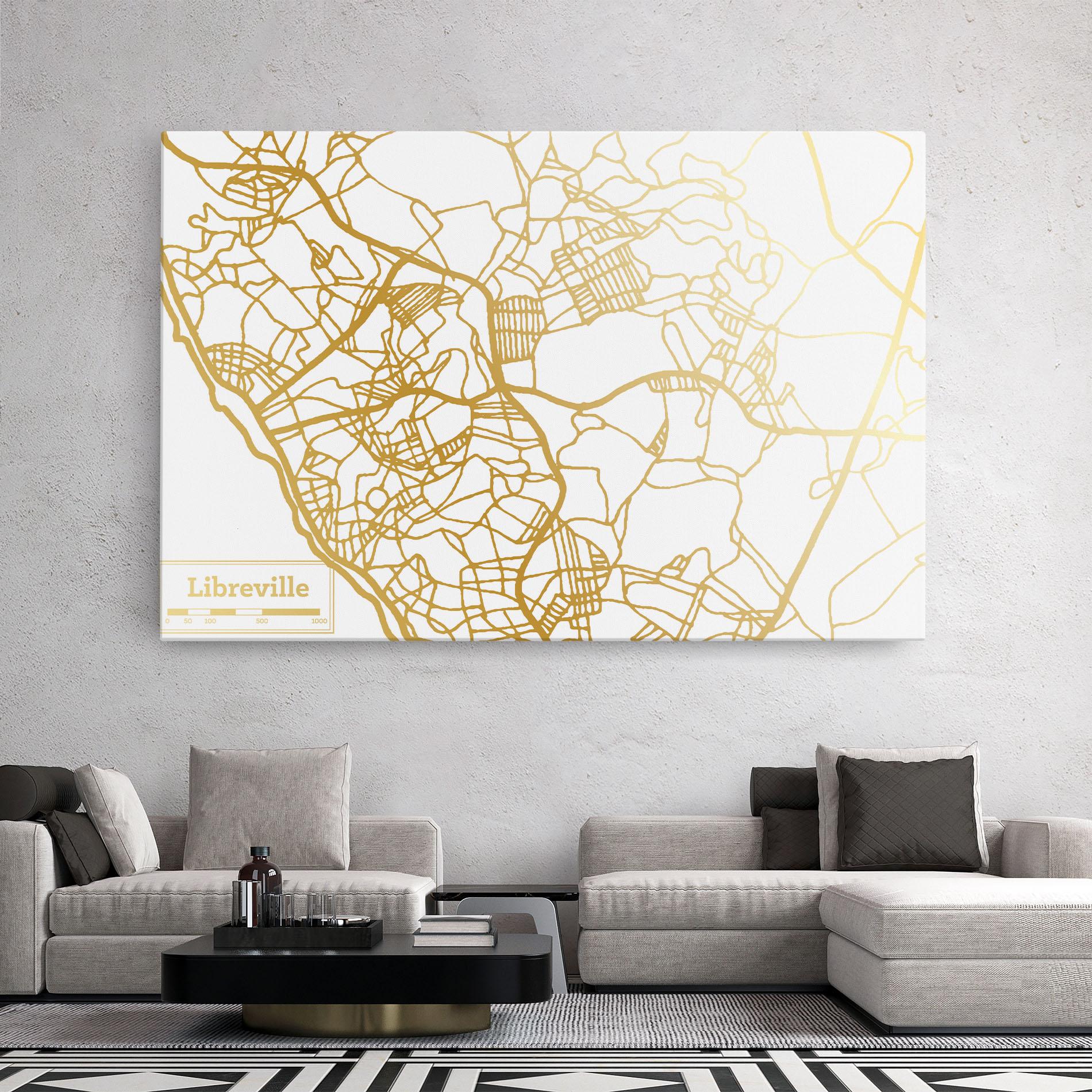 Leinwandbild Libreville Gold Map mockup 2