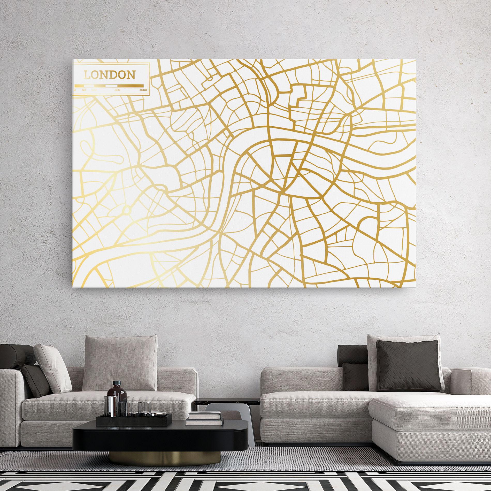 Leinwandbild London Gold Map mockup 2