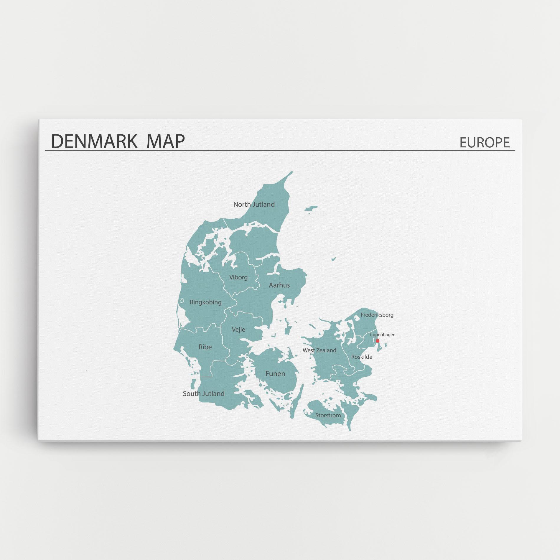 Leinwandbild Denmark Map mockup 0