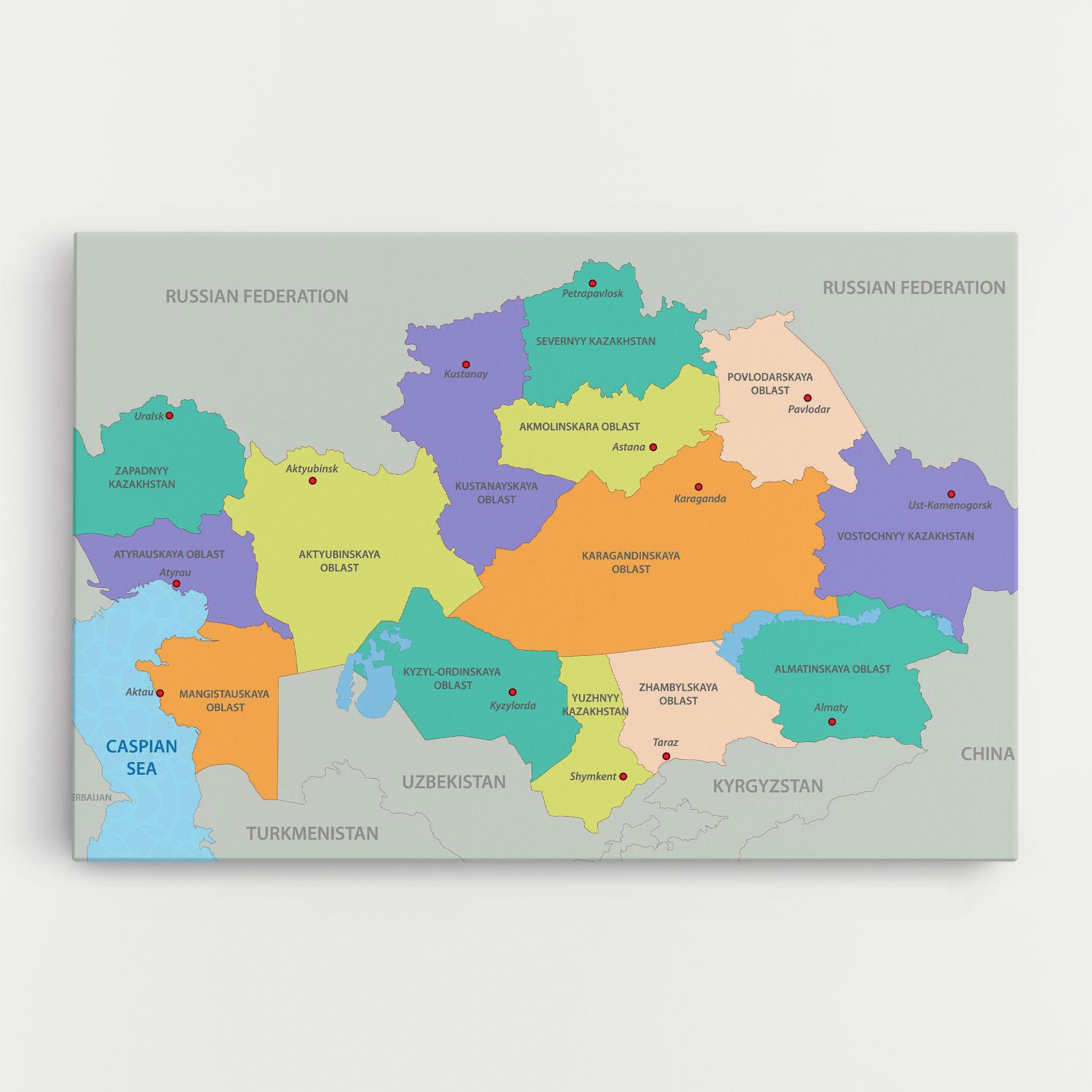 Leinwandbild Kazakhstan Color Map mockup 0