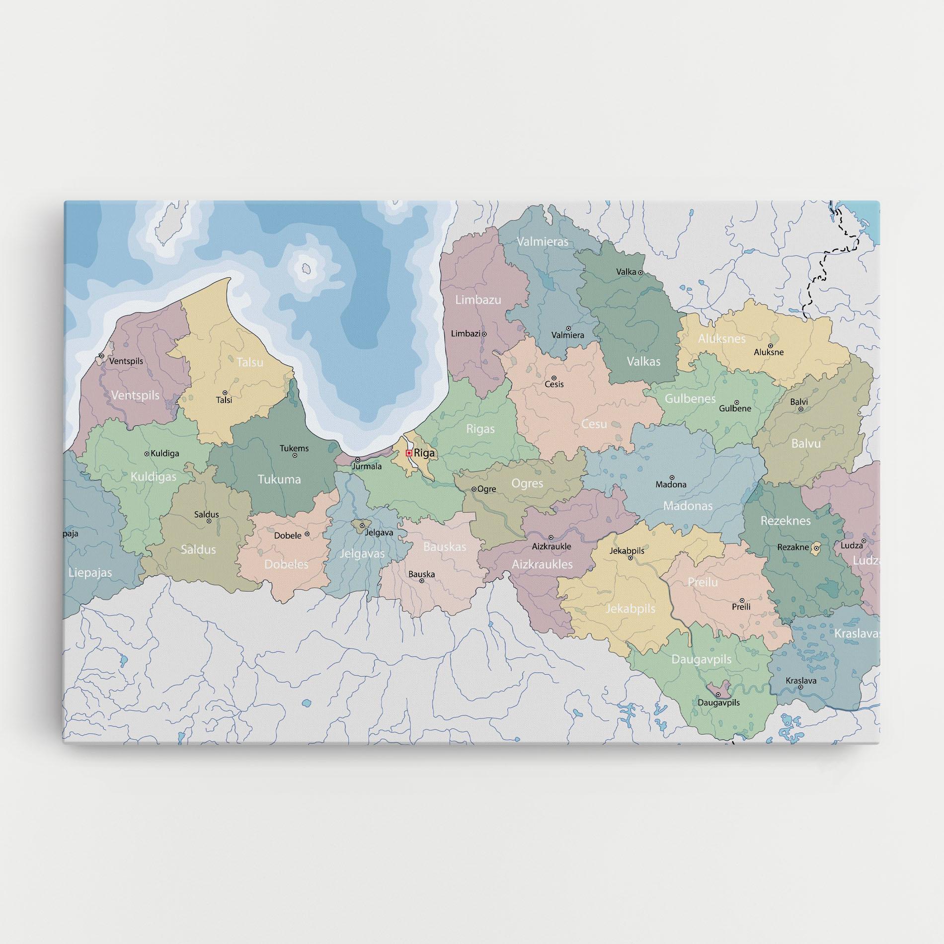 Leinwandbild Latvia Color Map mockup 0