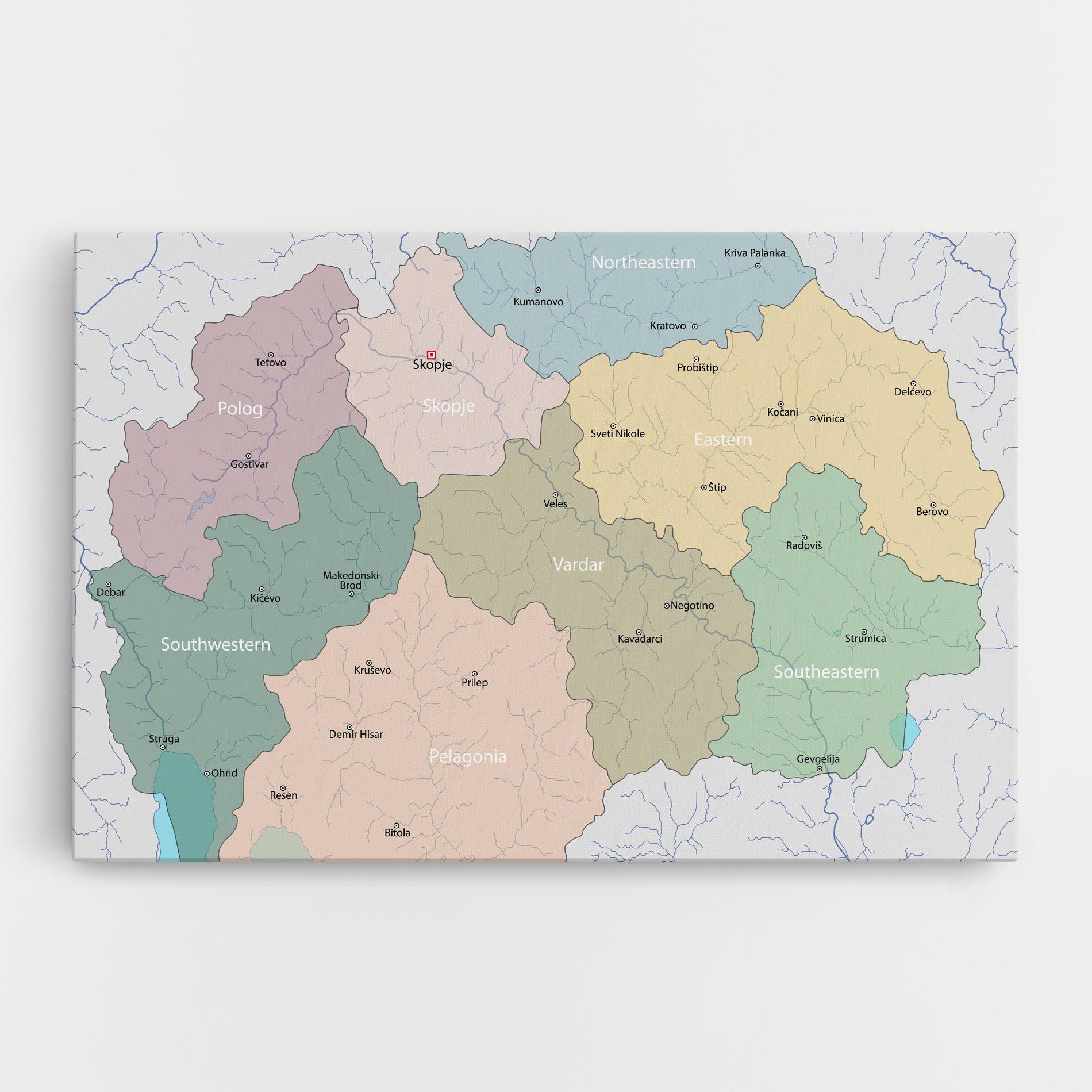 Leinwandbild North Macedonia Map mockup 0