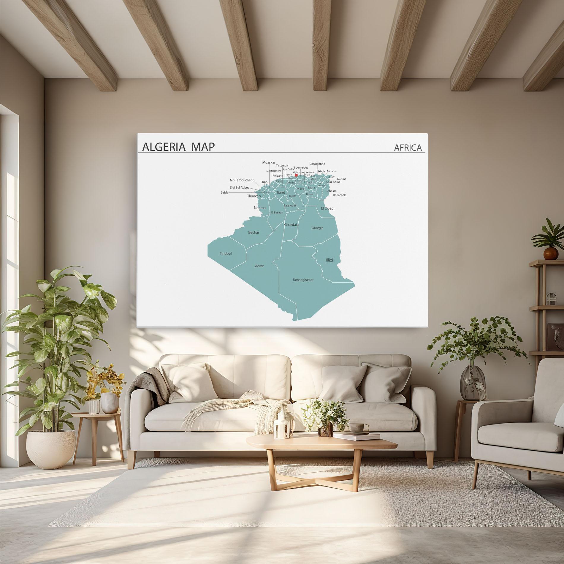 Leinwandbild Algeria Map mockup 6