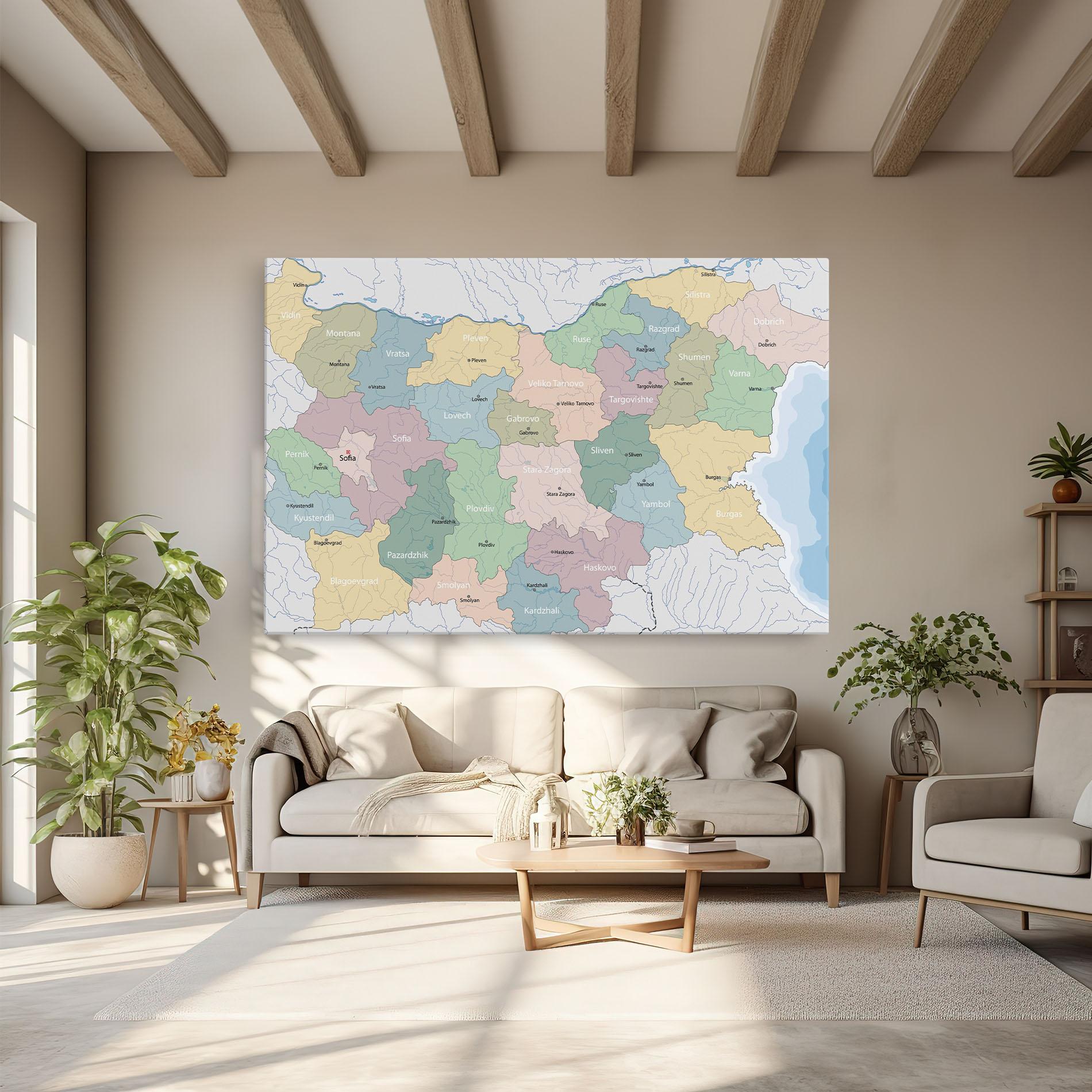 Leinwandbild Bulgaria Map mockup 6