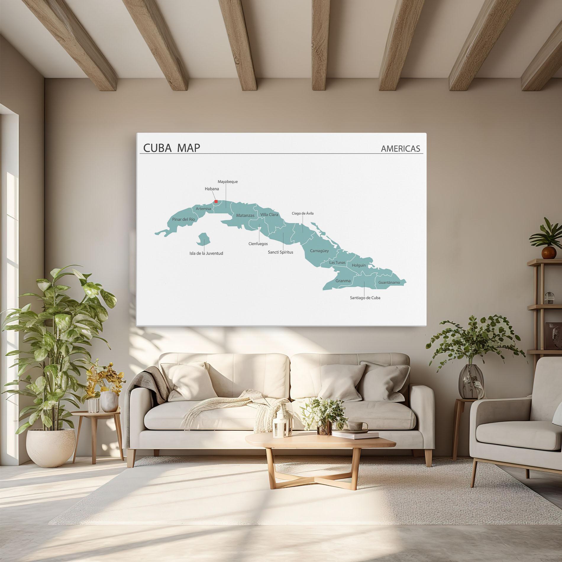 Leinwandbild Cuba Map mockup 6