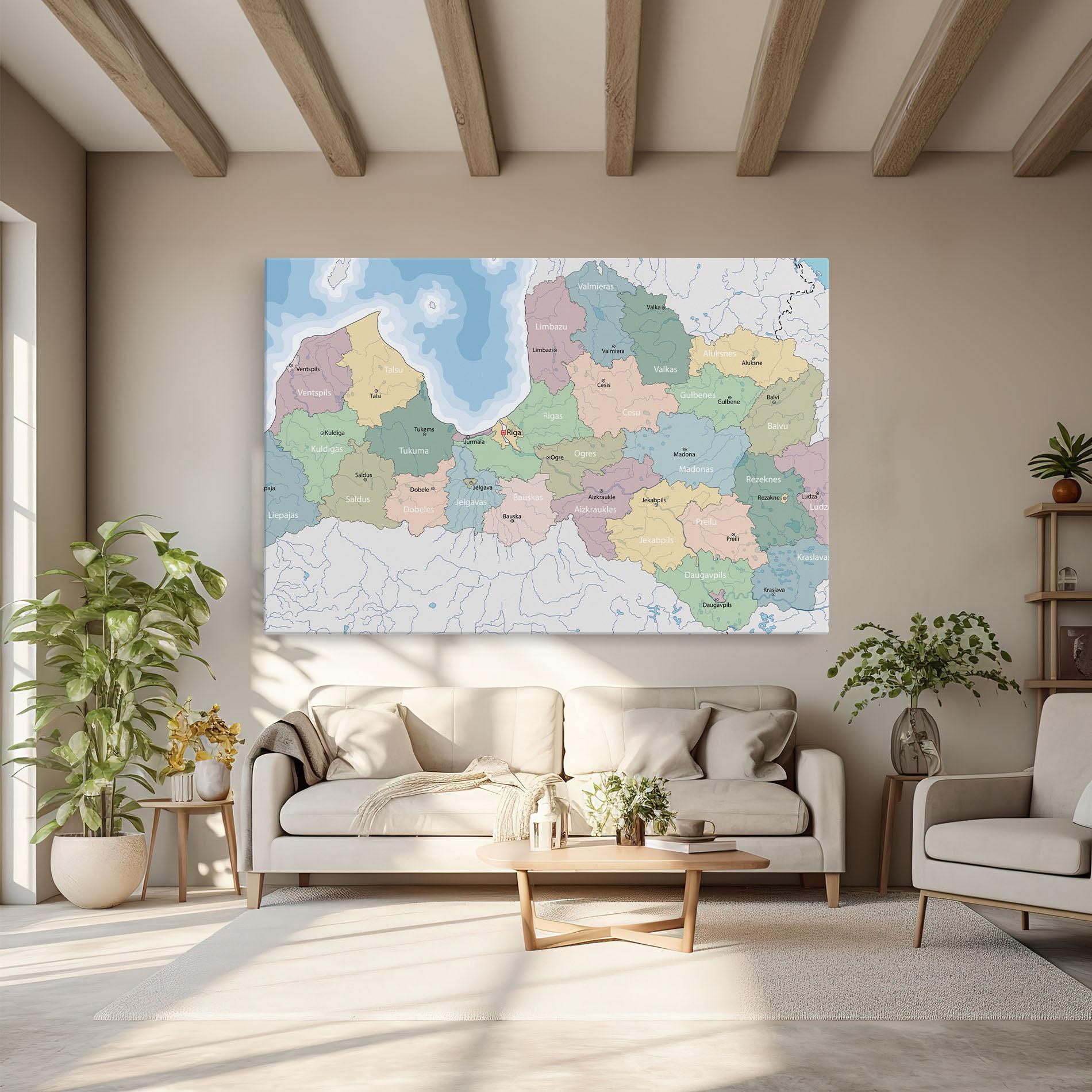 Leinwandbild Latvia Color Map mockup 6
