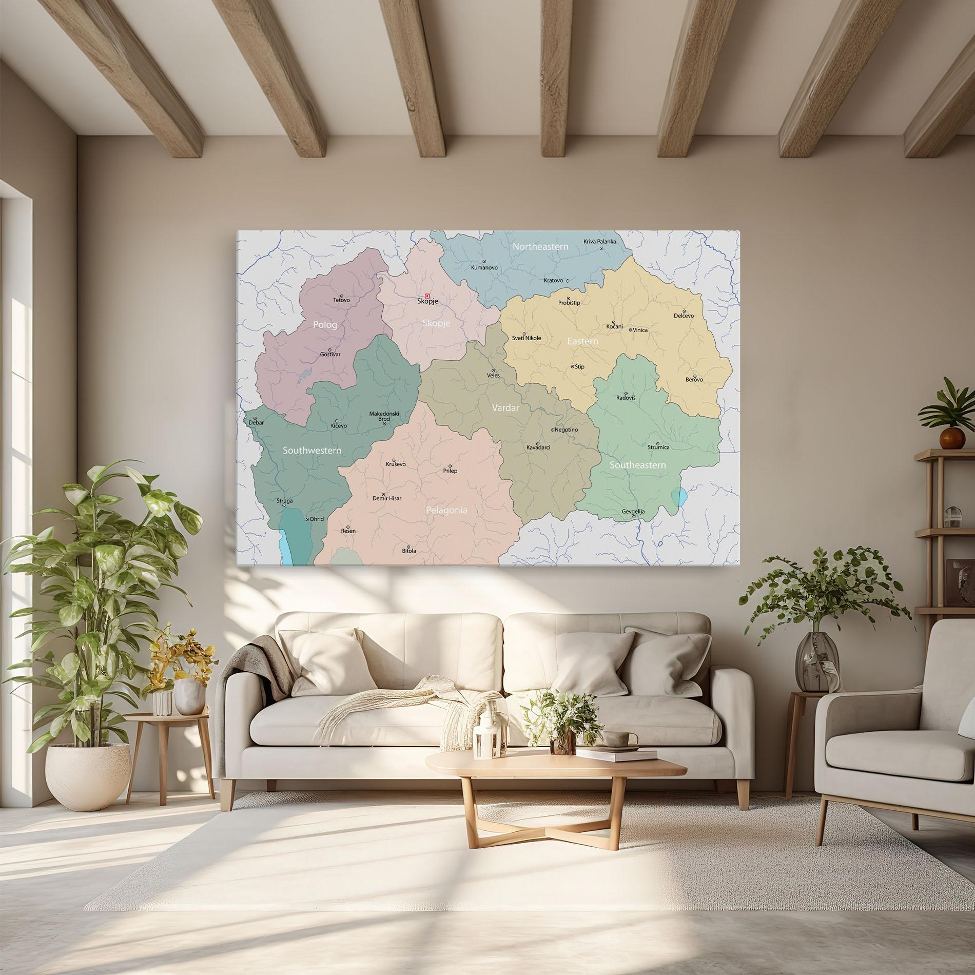 Leinwandbild North Macedonia Map mockup 6