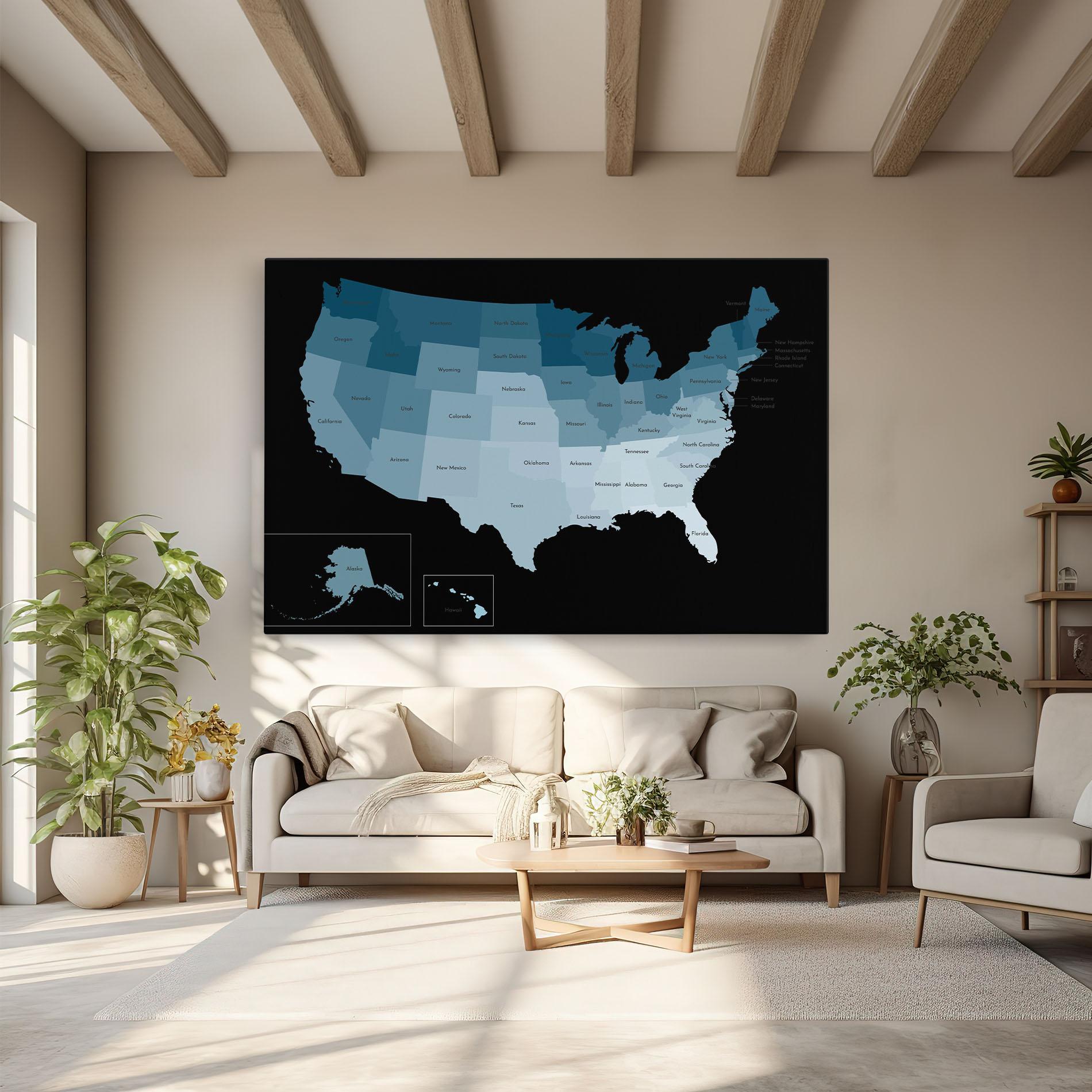 Leinwandbild Sua Blue Map mockup 6