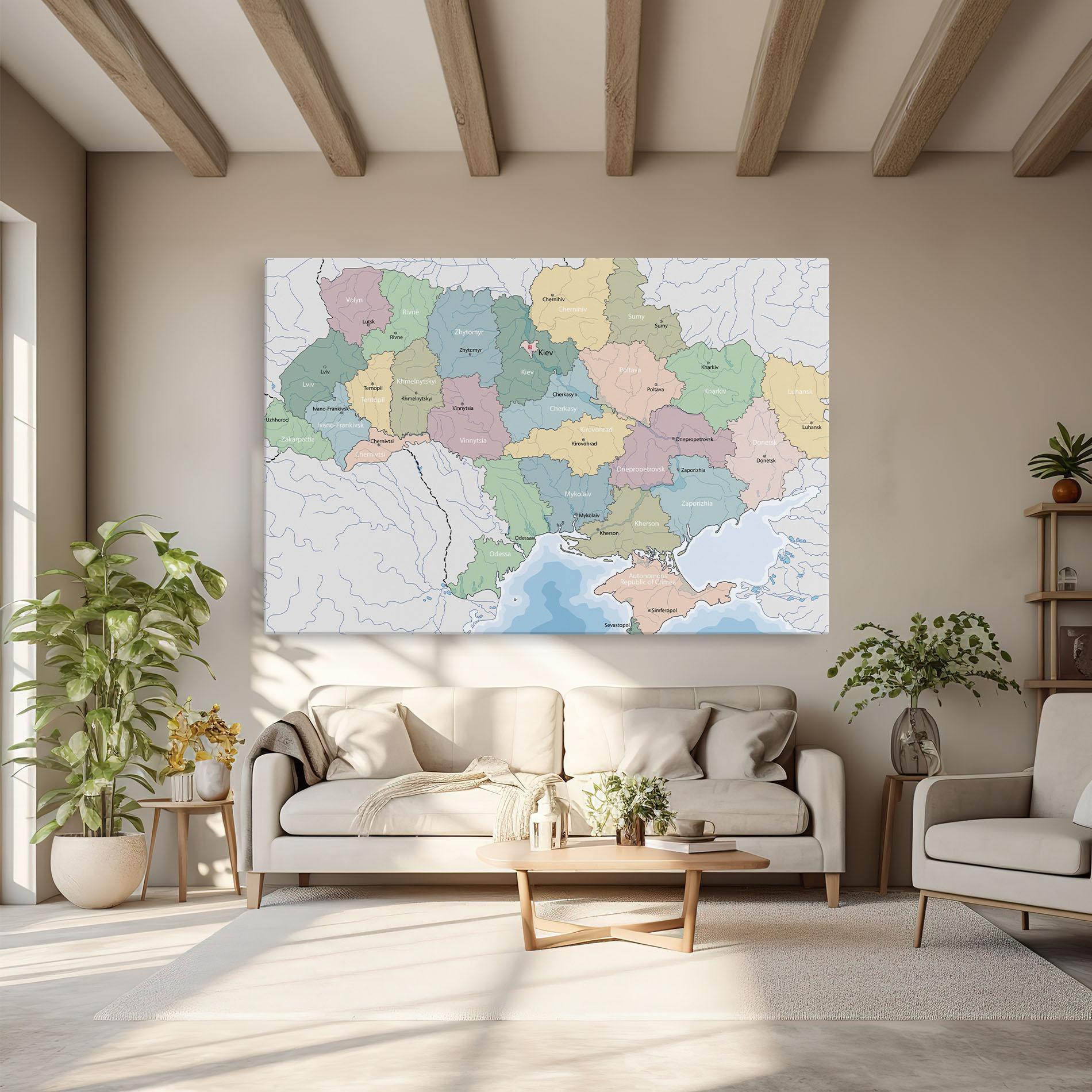 Leinwandbild Ukraine Map mockup 6