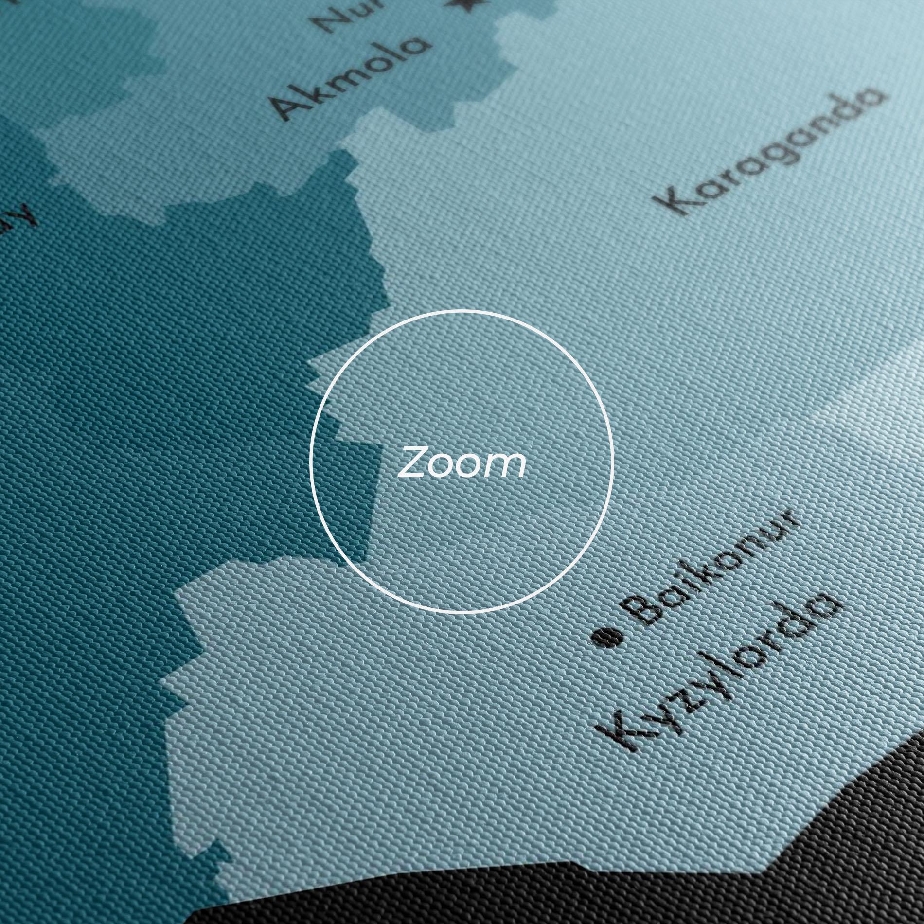 Leinwandbild Kazahstan Blue Map mockup 3