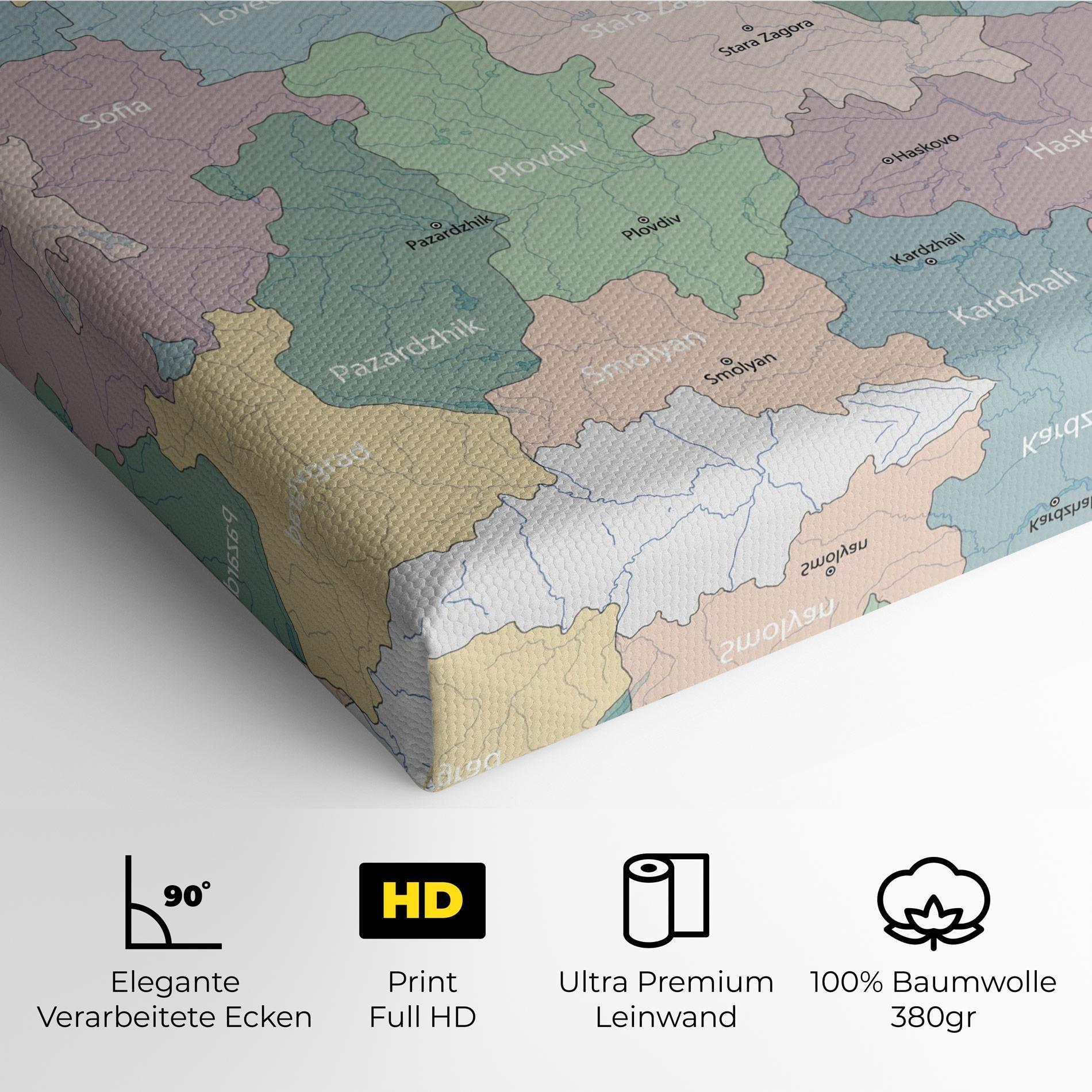 Leinwandbild Bulgaria Map mockup 4