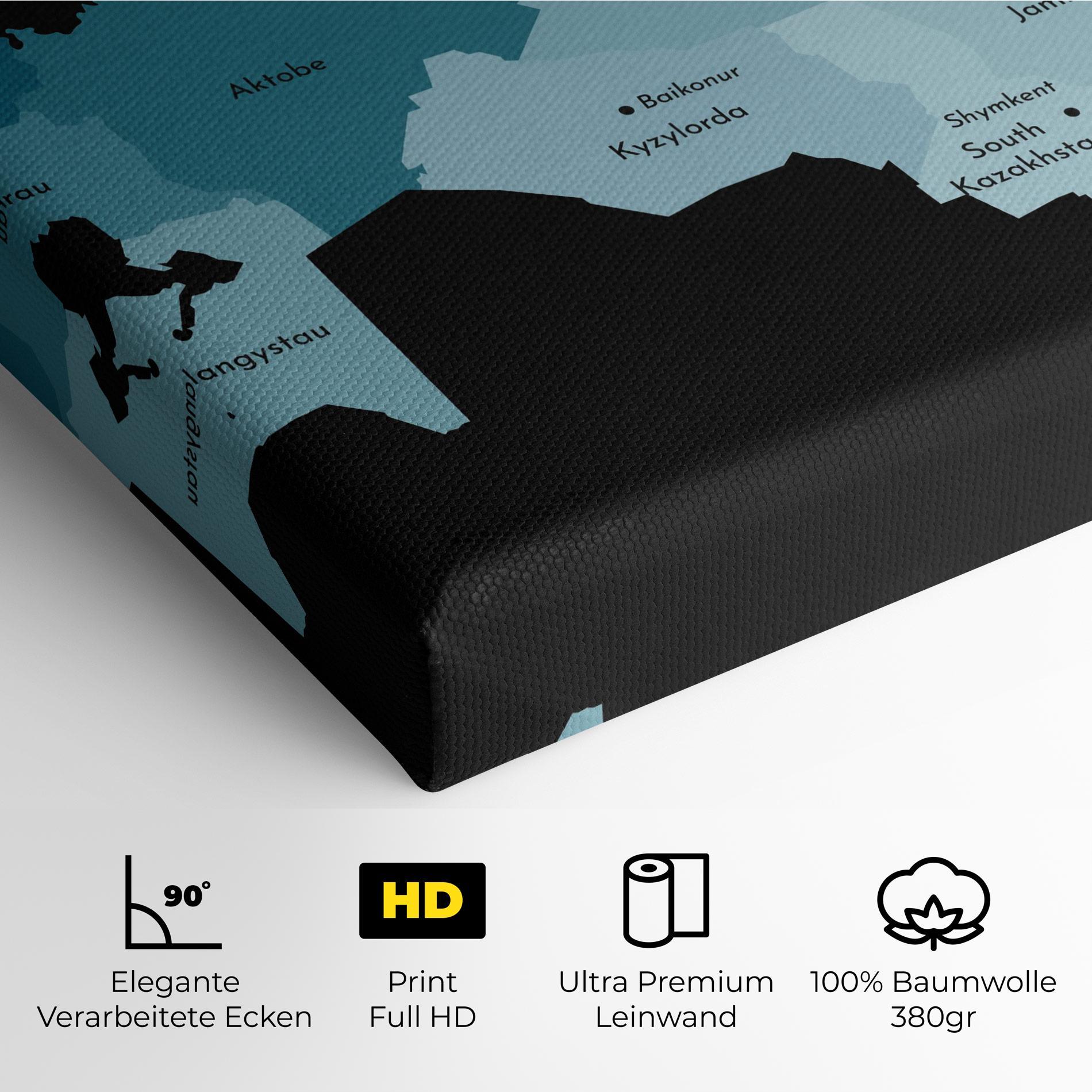 Leinwandbild Kazahstan Blue Map mockup 4