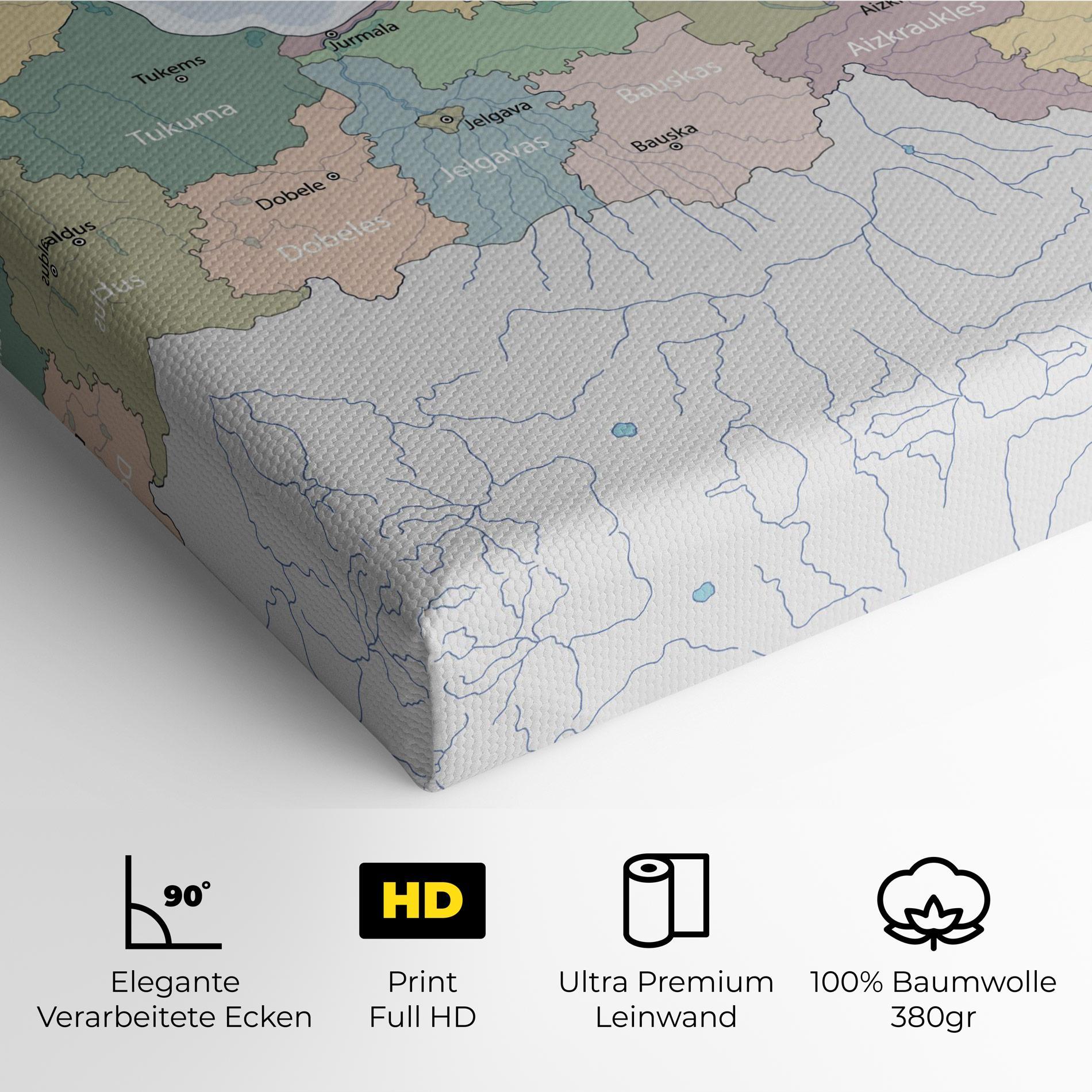 Leinwandbild Latvia Color Map mockup 4