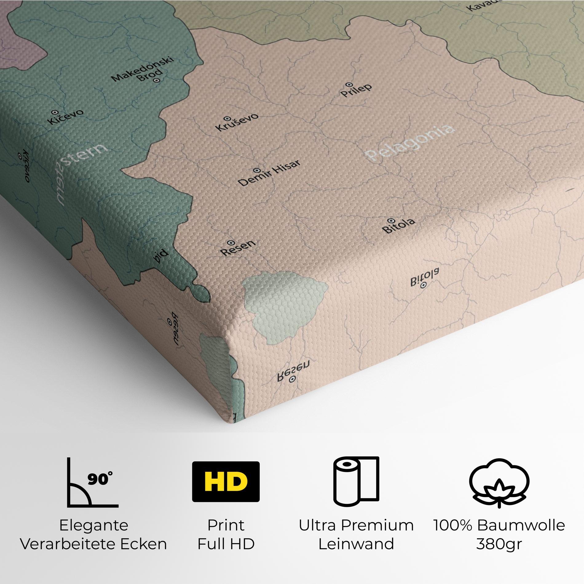 Leinwandbild North Macedonia Map mockup 4