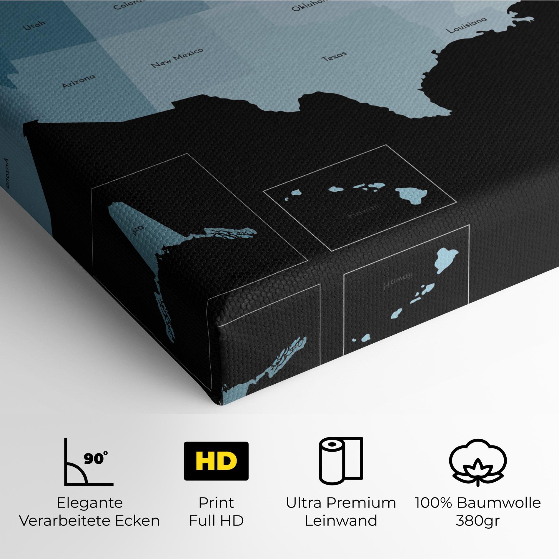 Leinwandbild Sua Blue Map mockup 4