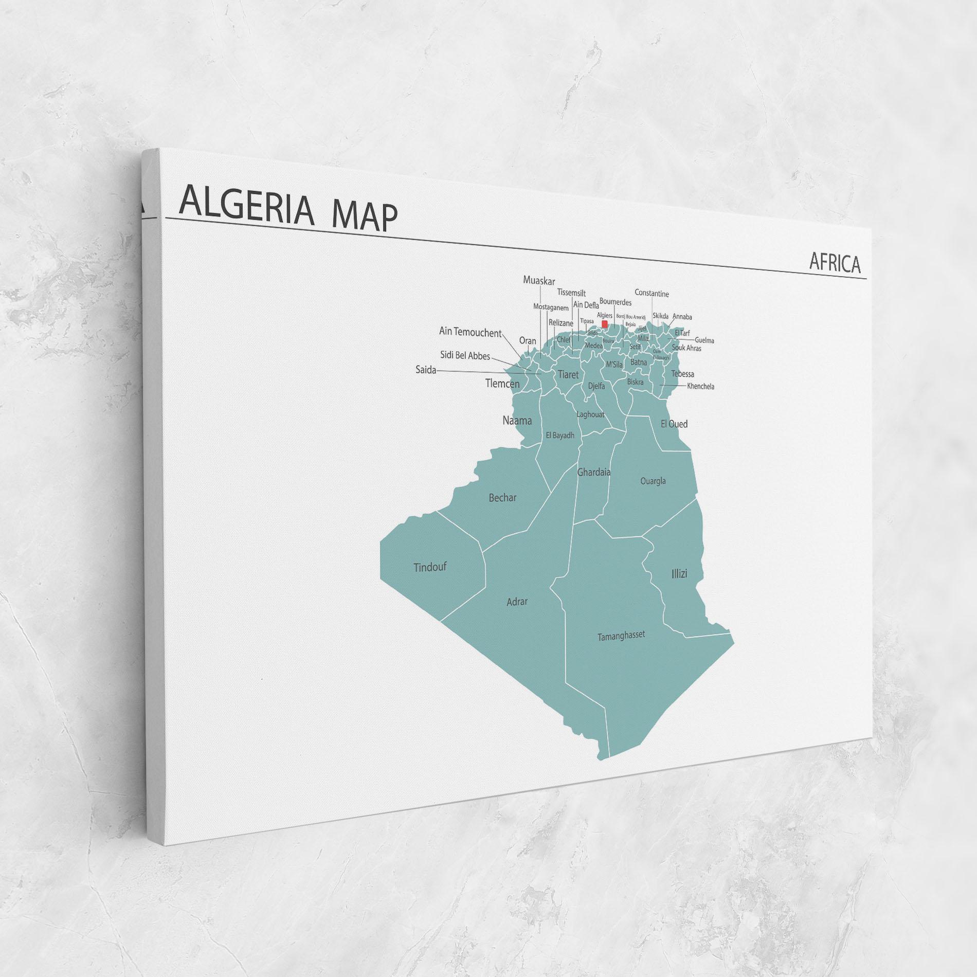 Leinwandbild Algeria Map mockup 1