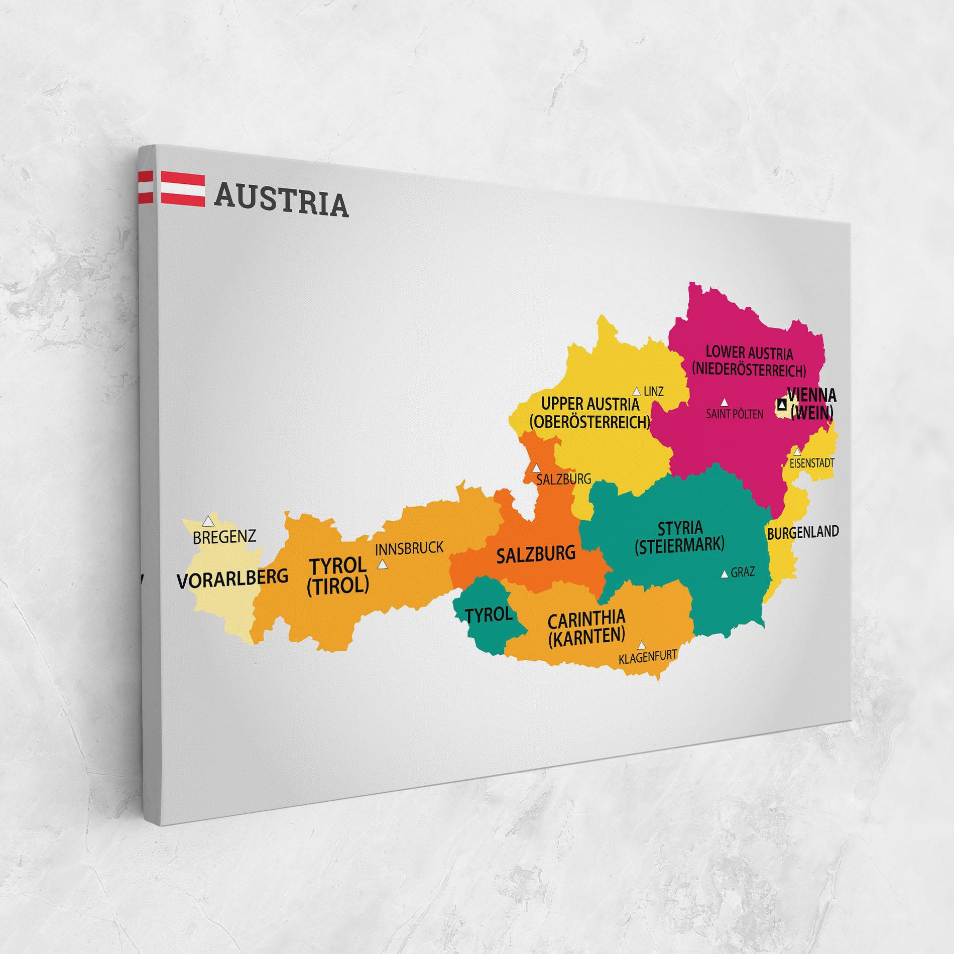 Leinwandbild Austria Color Map mockup 1