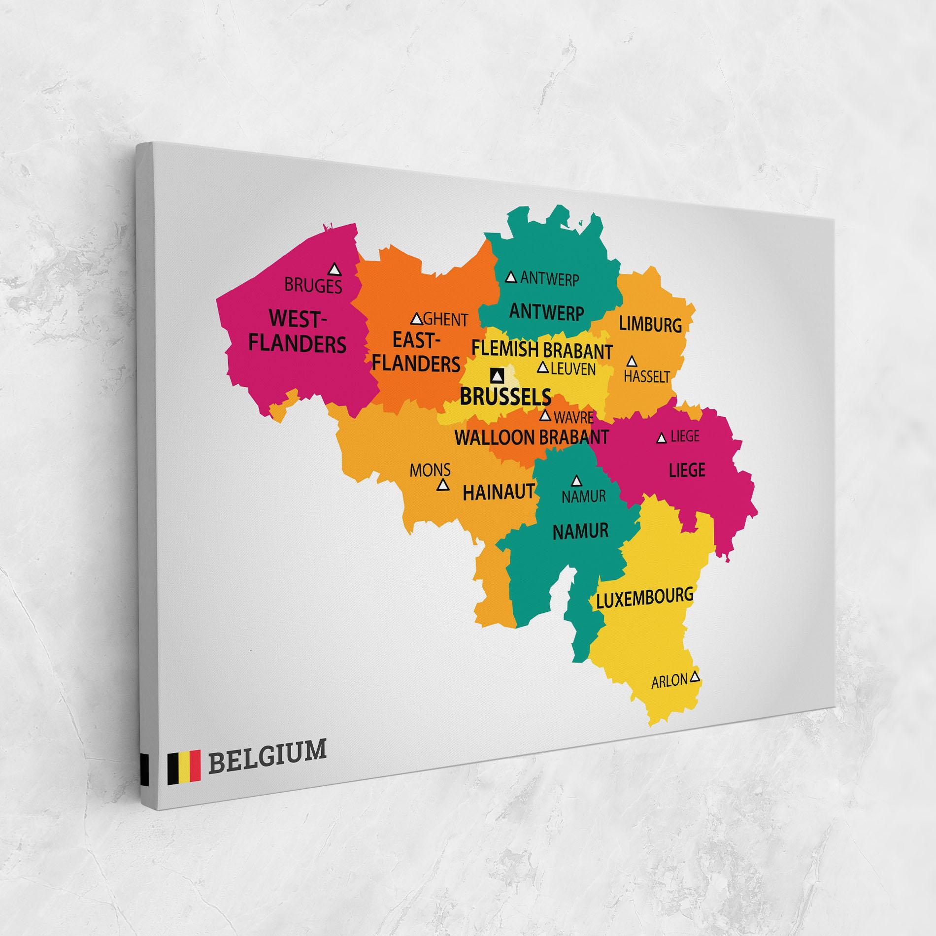 Leinwandbild Belgium Color Map mockup 1