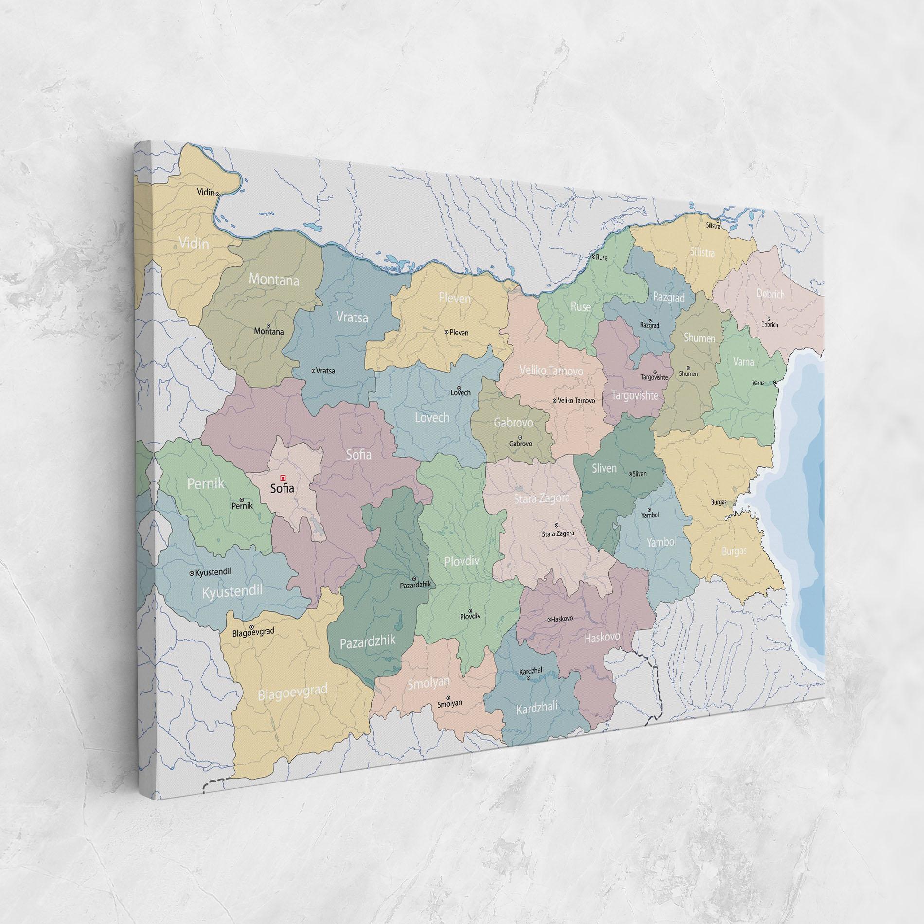 Leinwandbild Bulgaria Map mockup 1