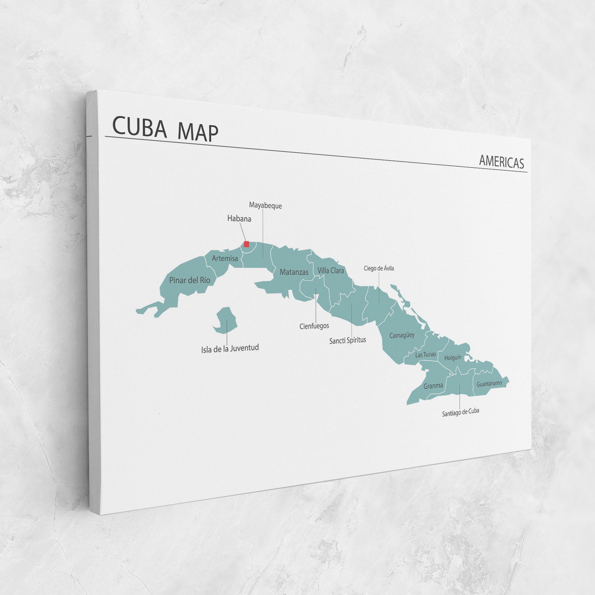 Leinwandbild Cuba Map mockup 1