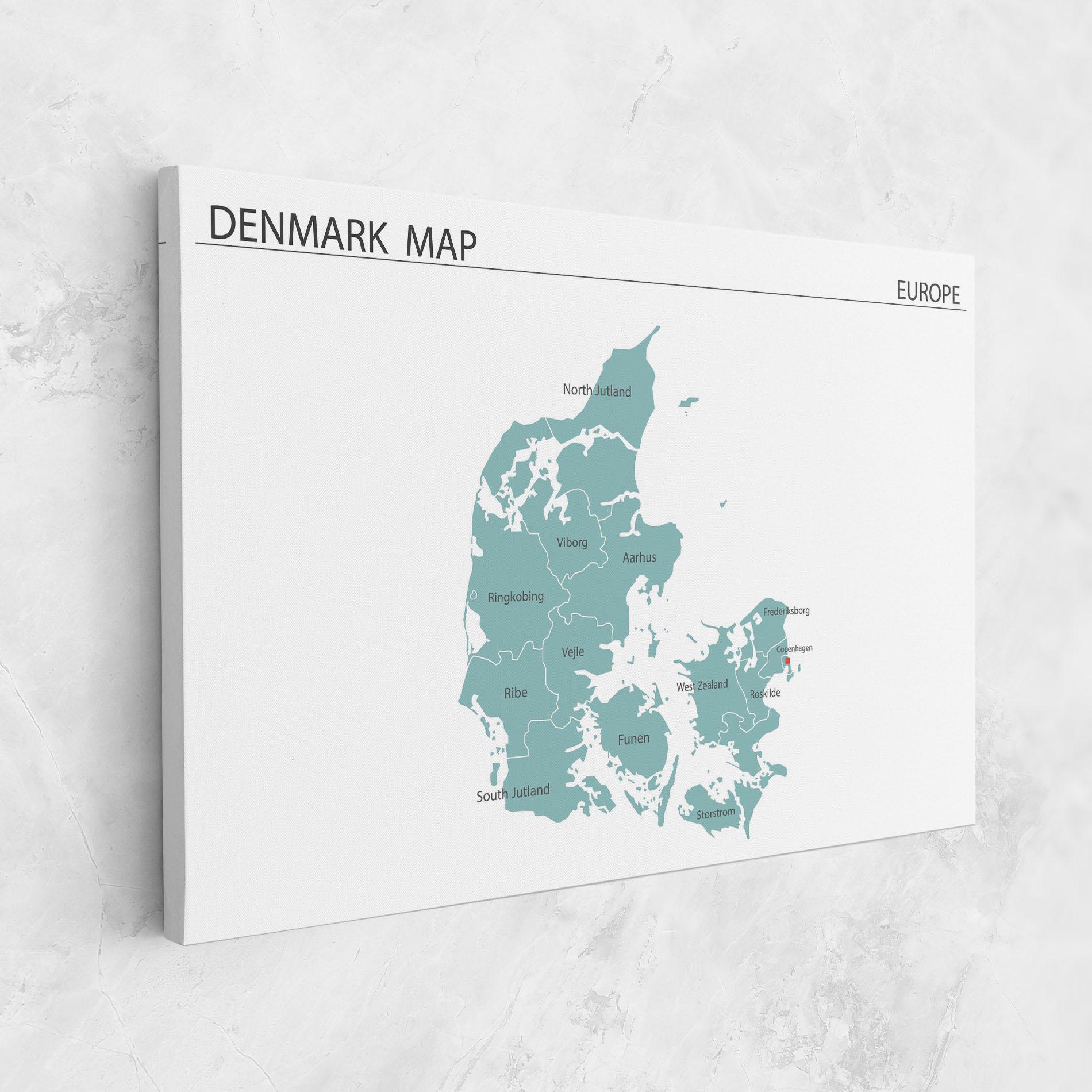 Leinwandbild Denmark Map mockup 1